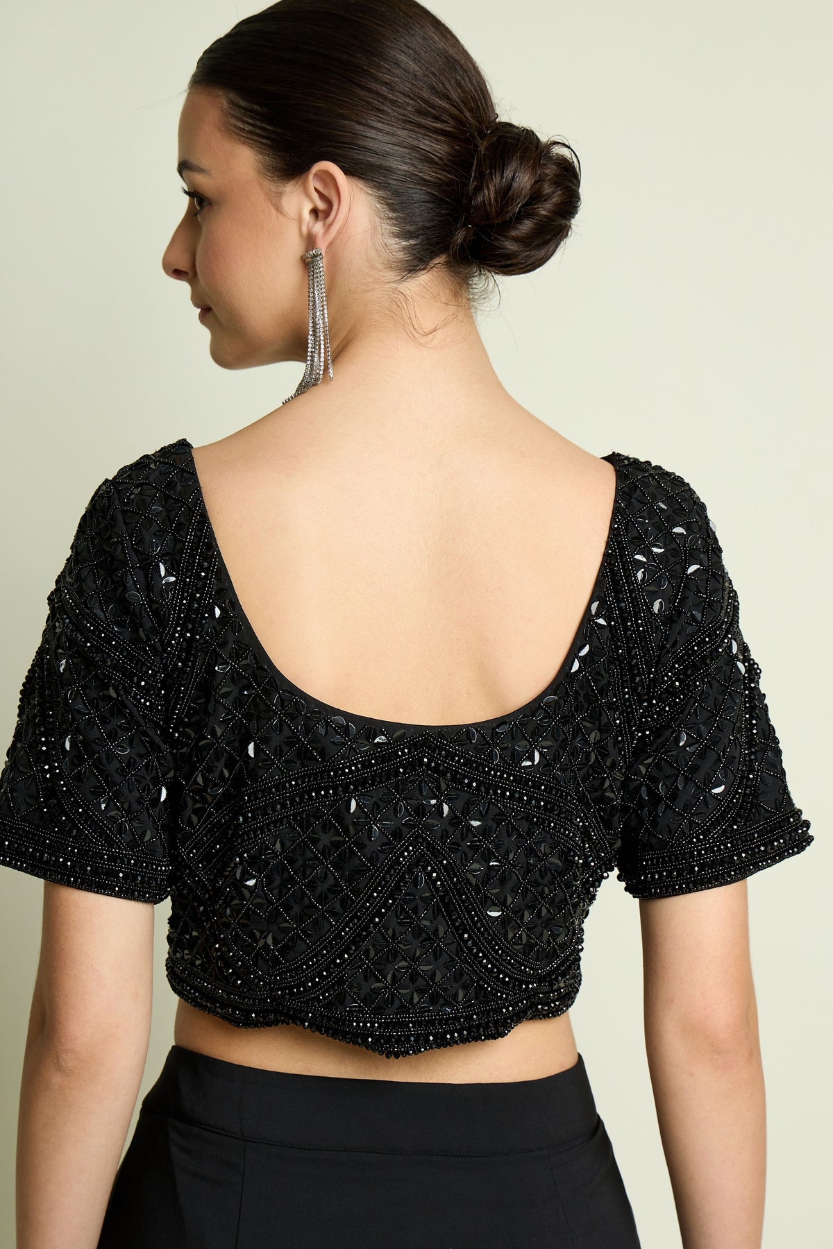 Noir Crystal Draped Saree Set