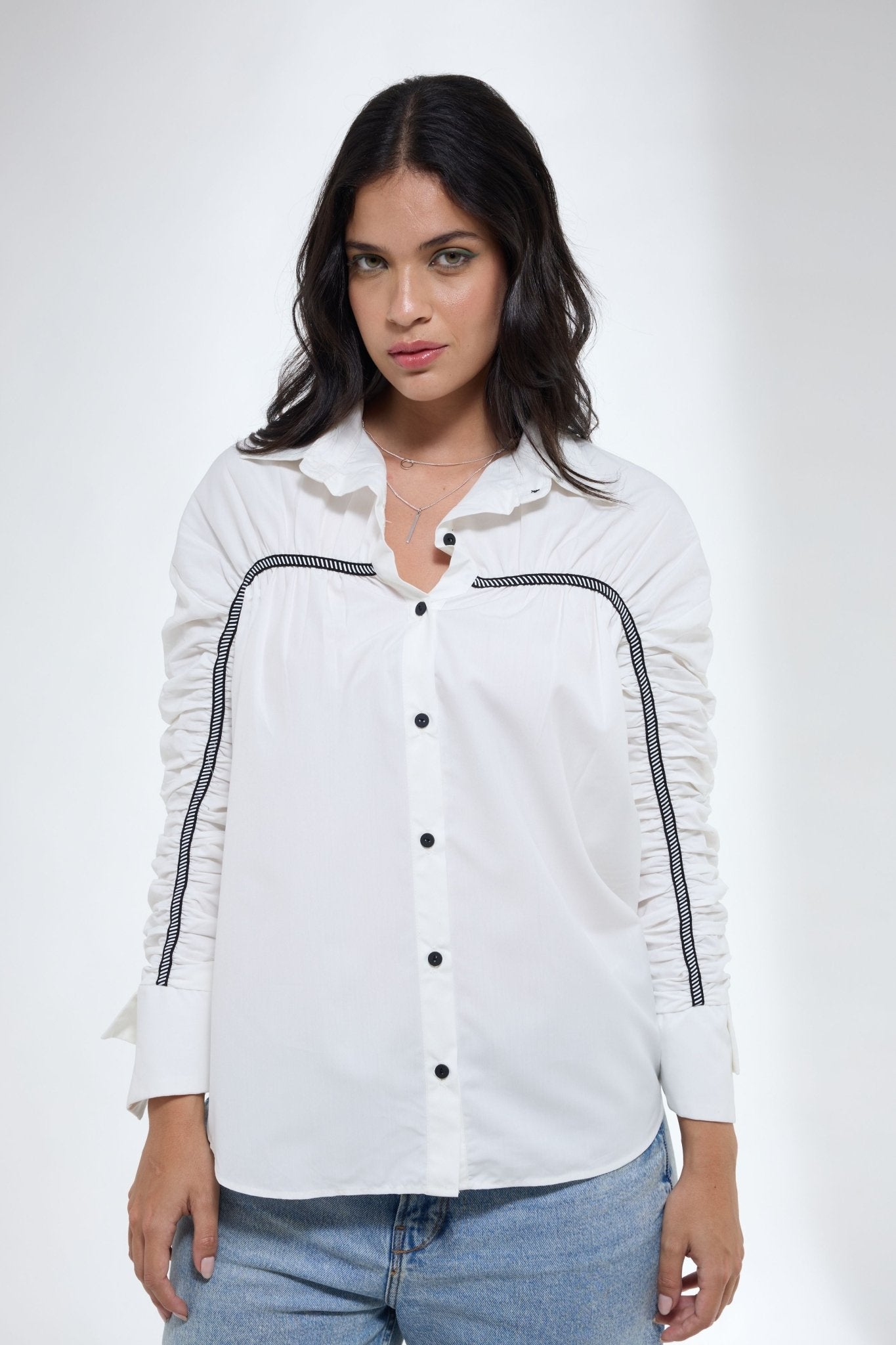 White Gather Shirt - Krati Jain - Elahe
