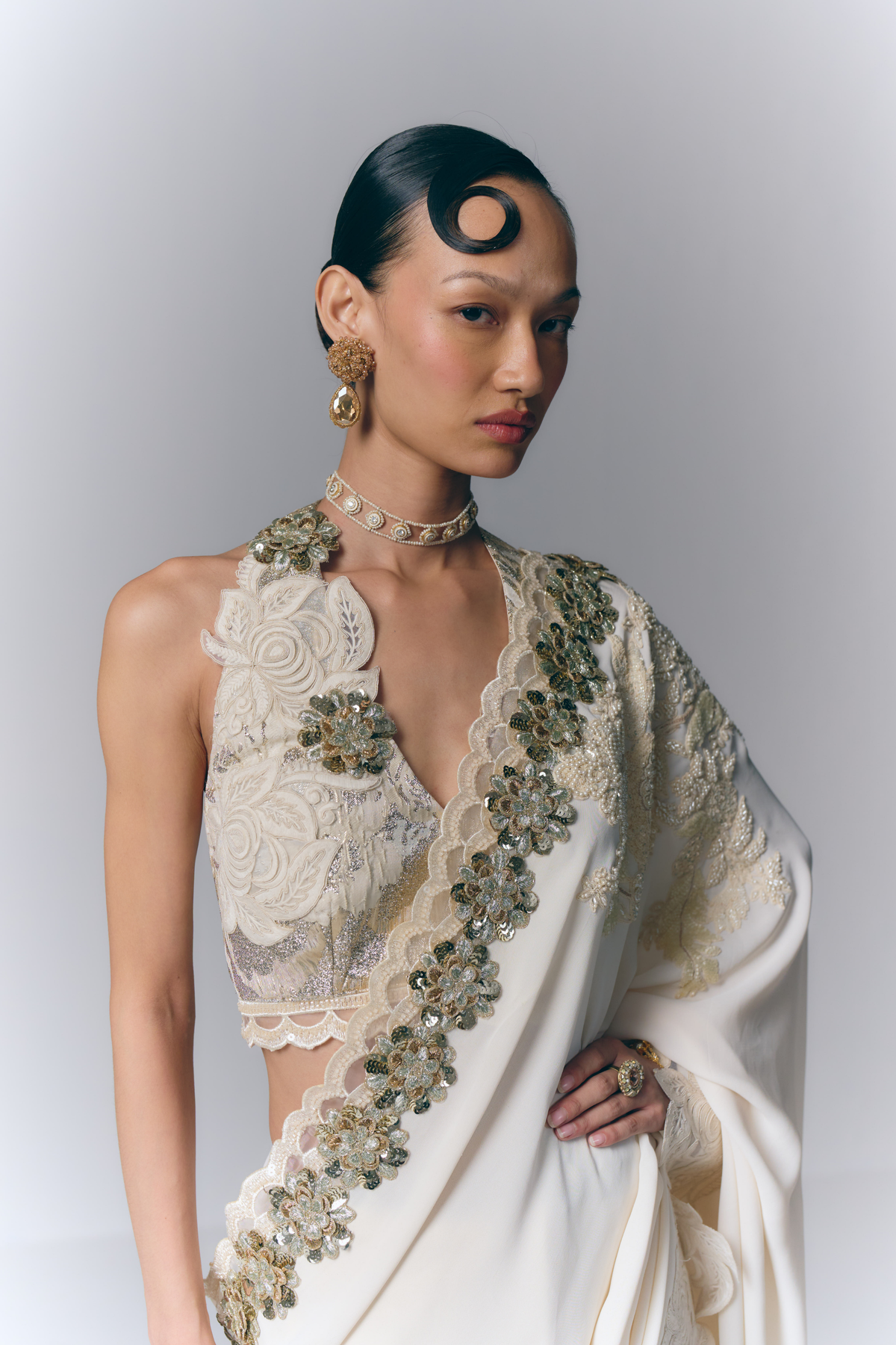Ivory Pearl Saree