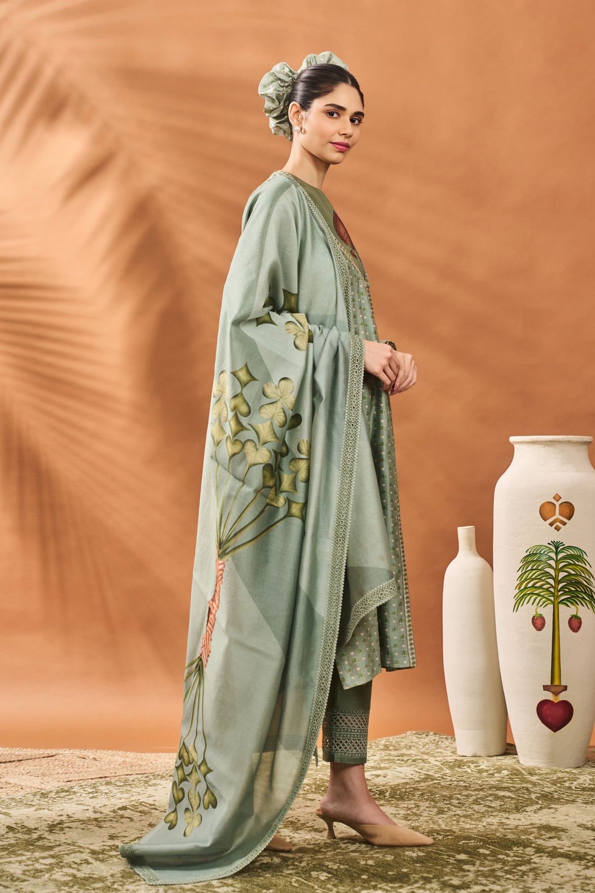 Sage Green Tree Kurta Set