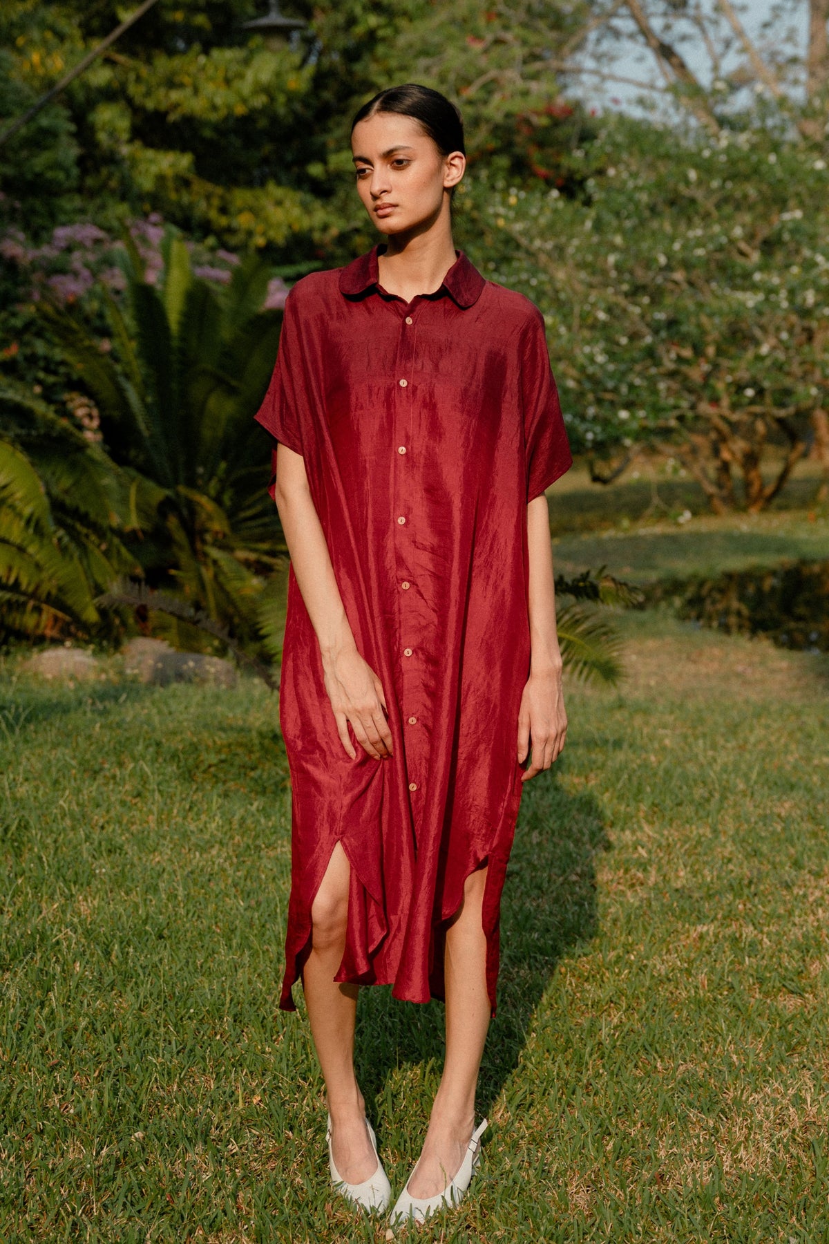 Red Ombre Shirt Dress
