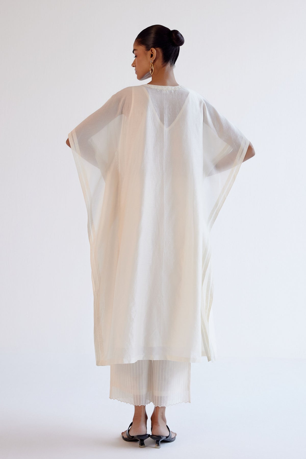 Embroidery Ivory Chanderi Kaftan Set