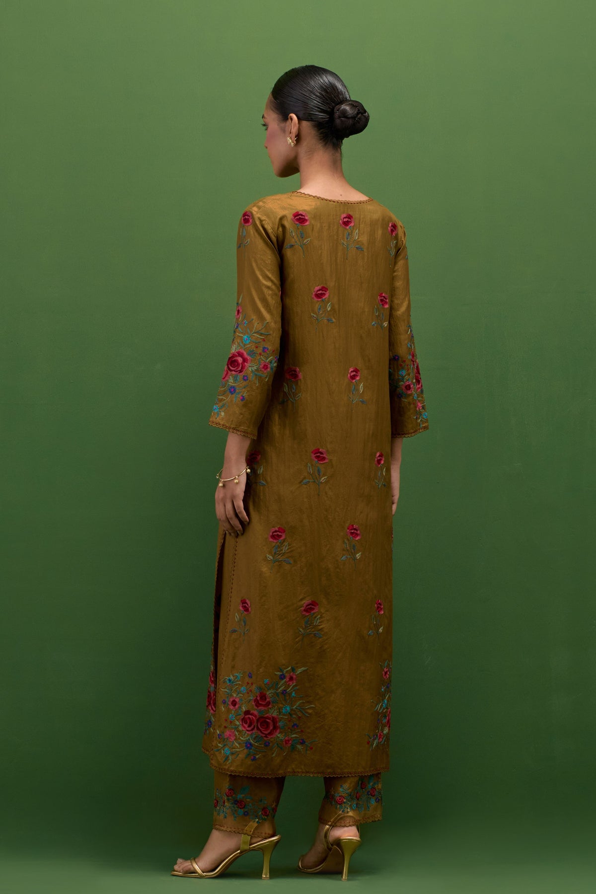 Golden Olive Straight Kurta Set