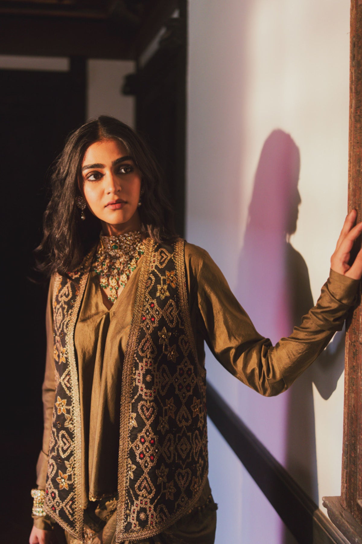 Akansha Black-olive Skirt Set