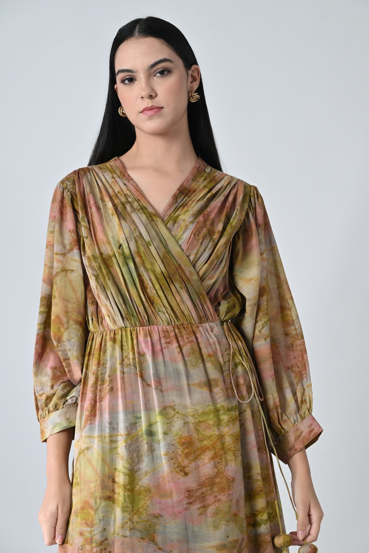Verdant Wrap Tiered Dress