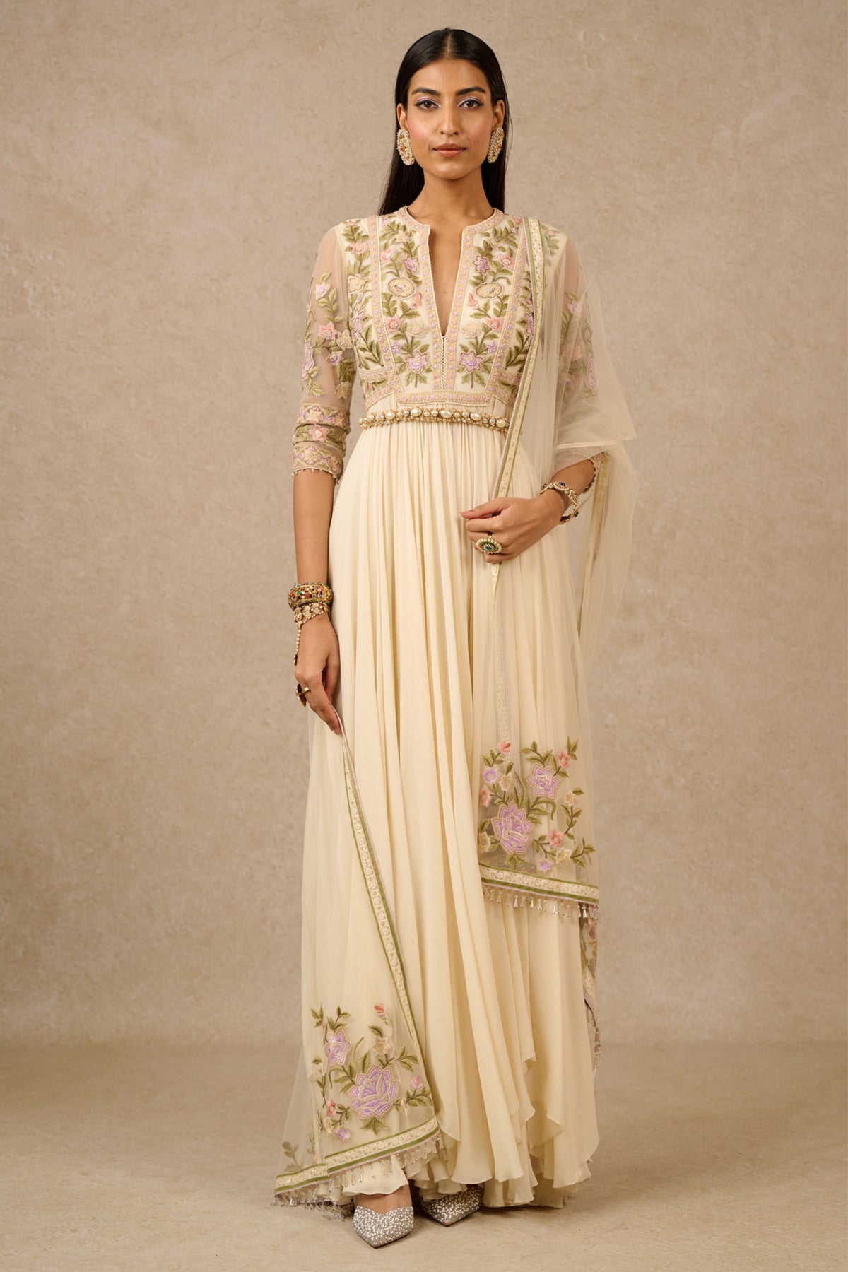 Ivory Georgette Anarkali
