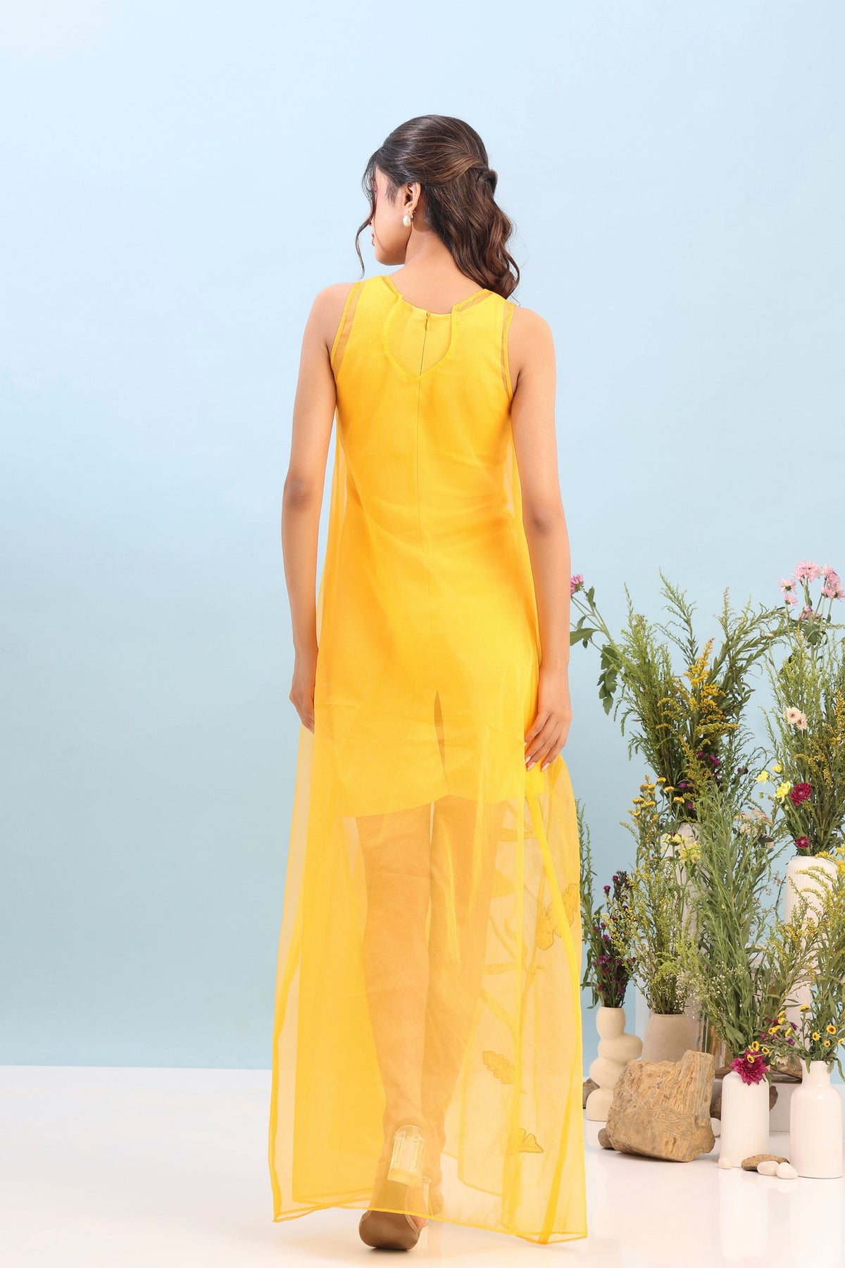 Neoprene Organza Overlay Dress Set