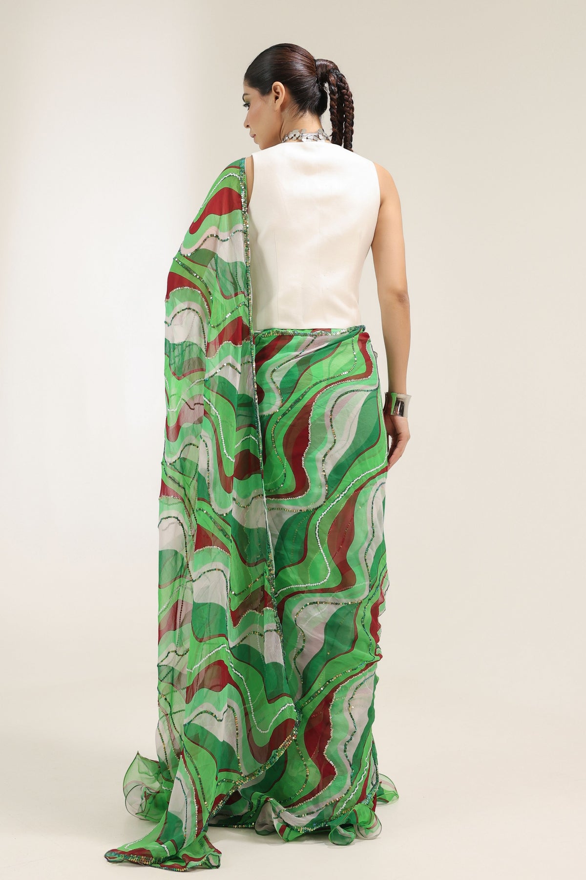 Green Lehar Saree Set