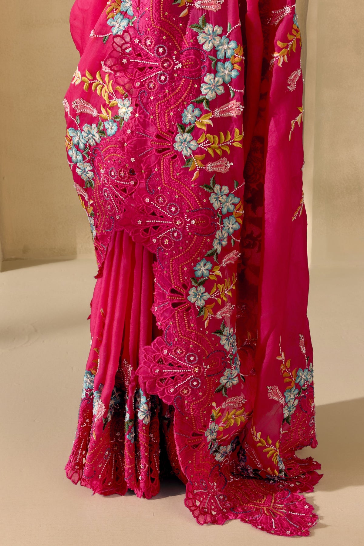 Fuchsia Botanica Saree