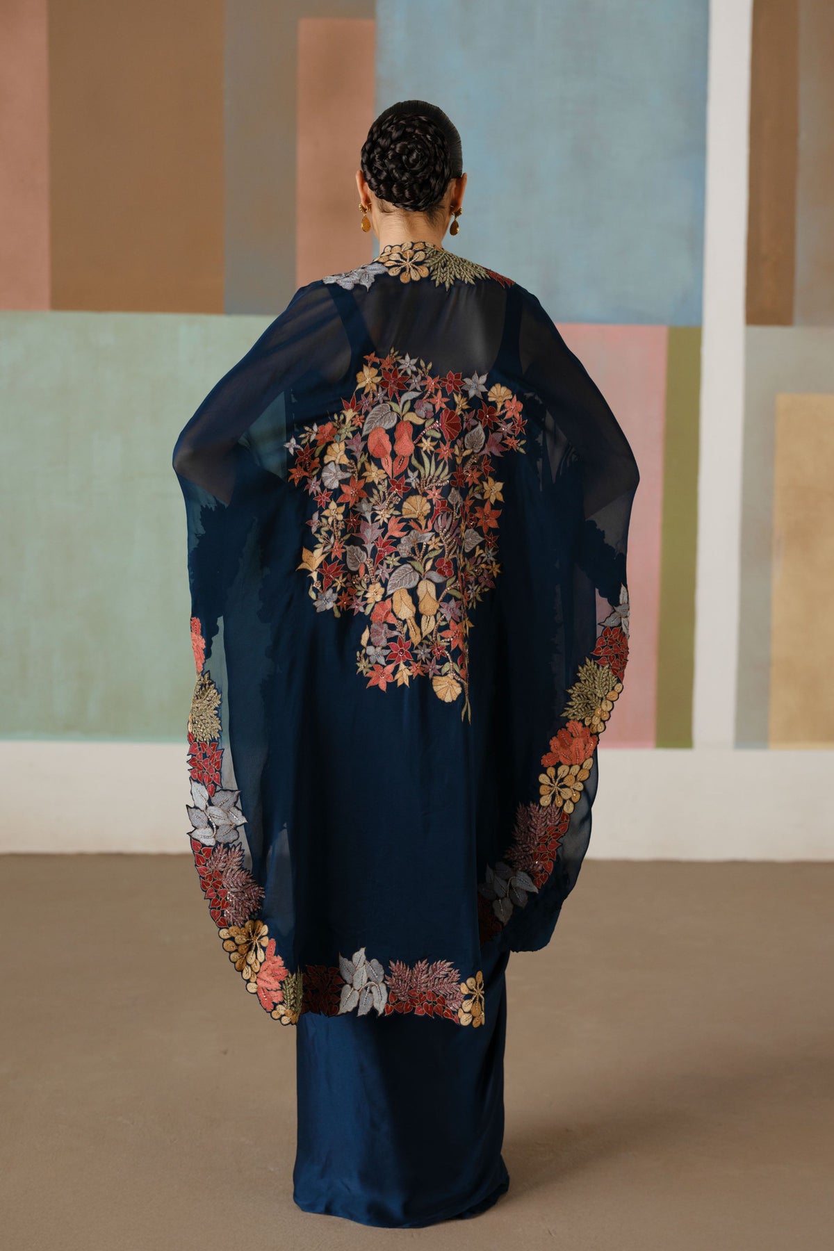 Navy Blue Lea Cape Set