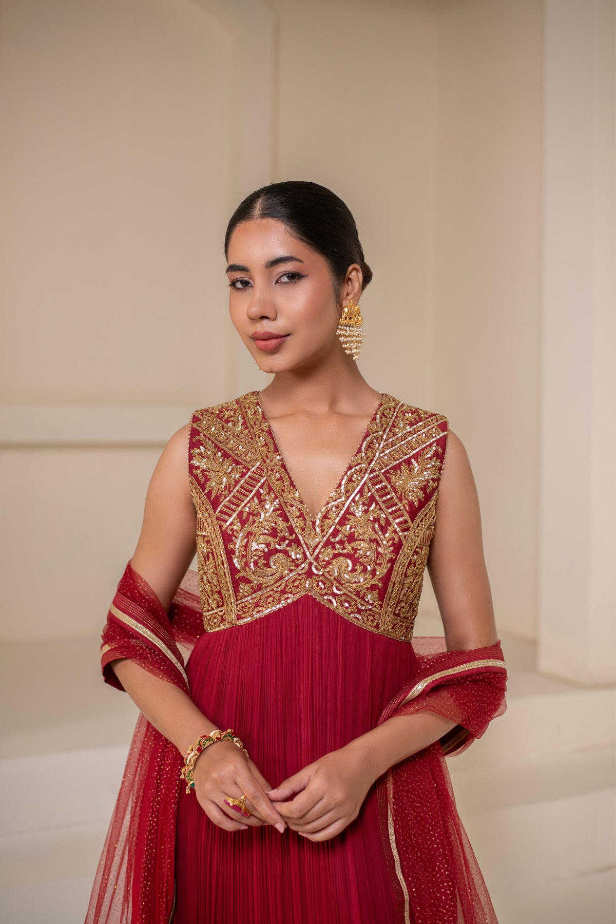 Maroon Wine  Embellished Anarkali