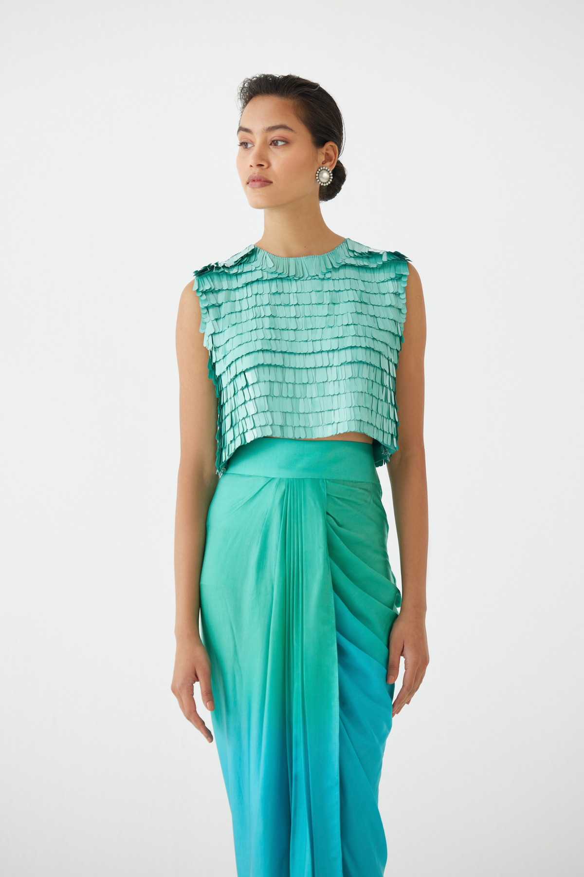 Caspian Blouse &amp; Ombre Draped Skirt