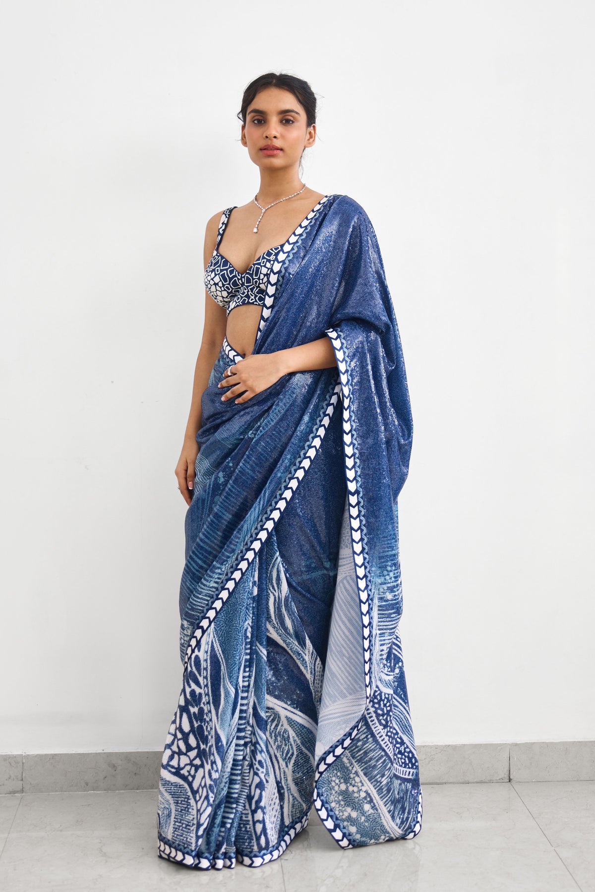 Swirl Sequence Saree Set