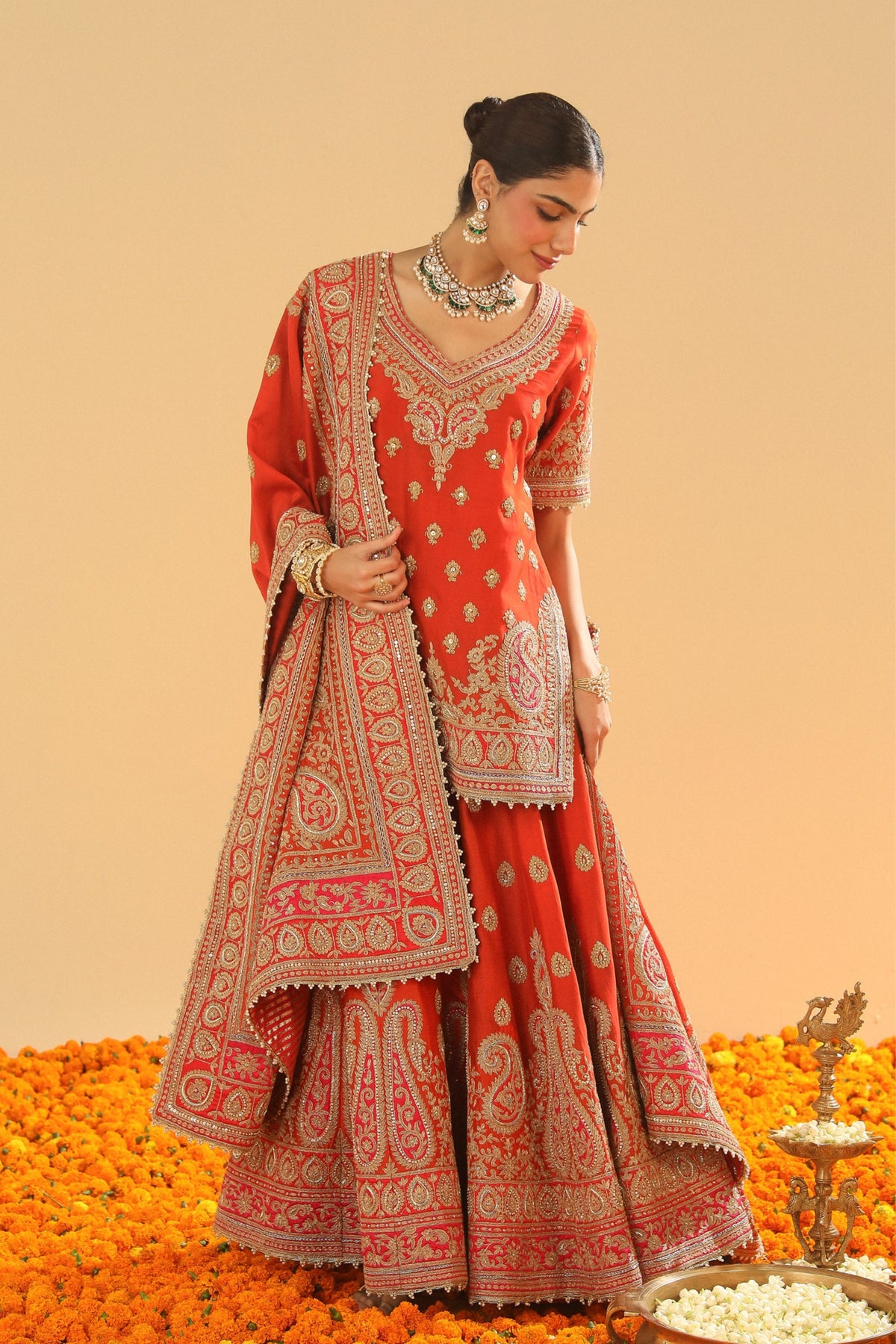 Burnt Orange Sharara Set