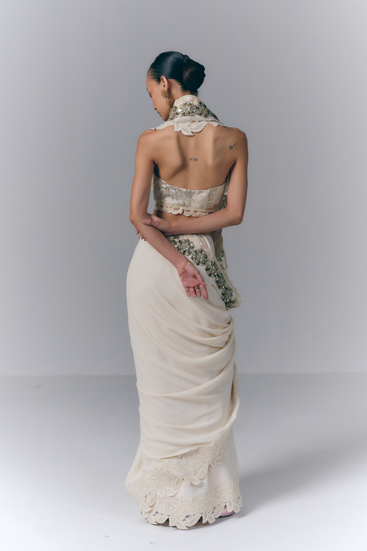 Ivory Pearl Saree