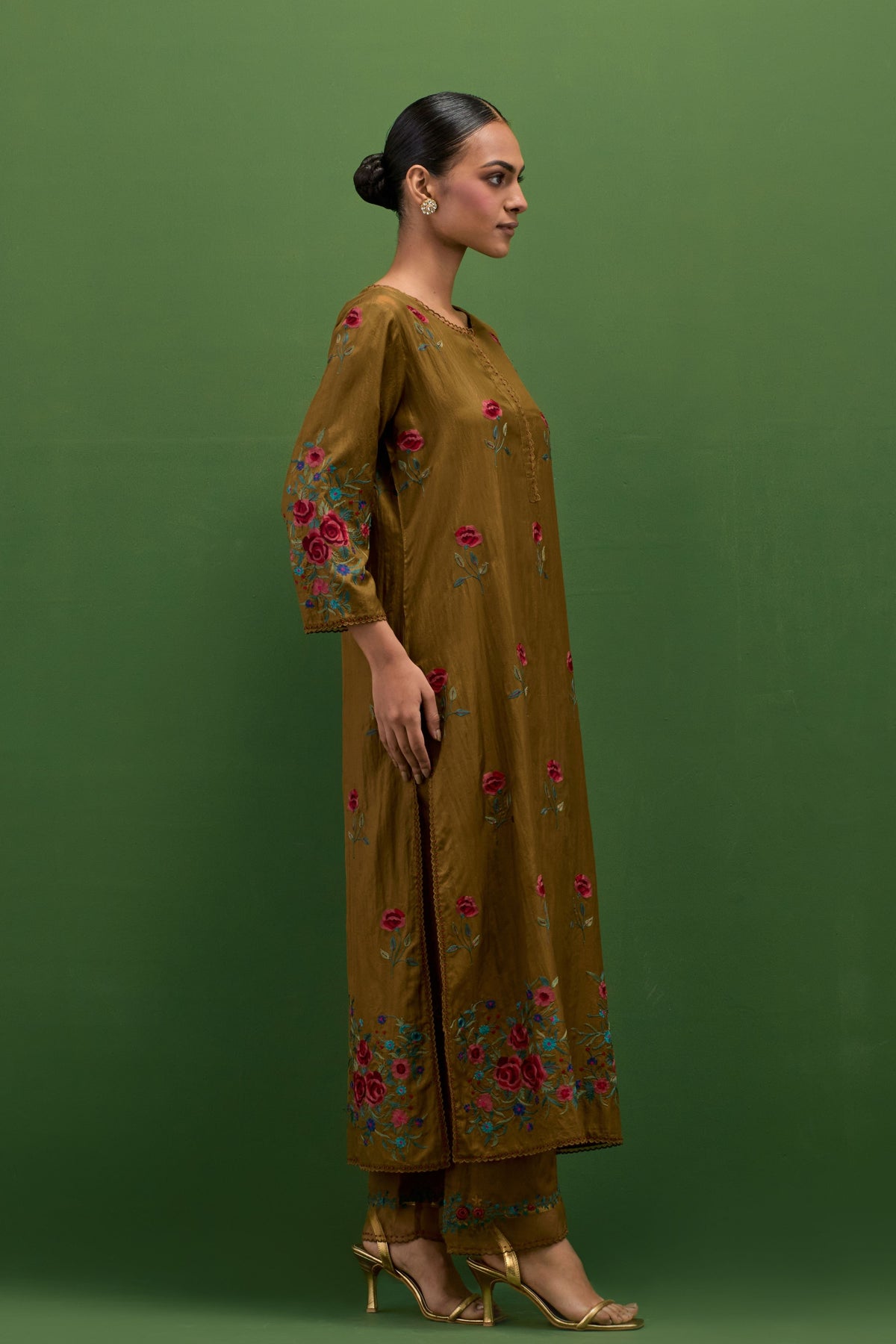 Golden Olive Straight Kurta Set