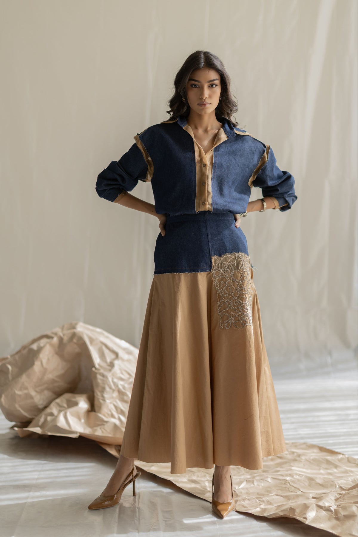 Two Patch Bias Skirt