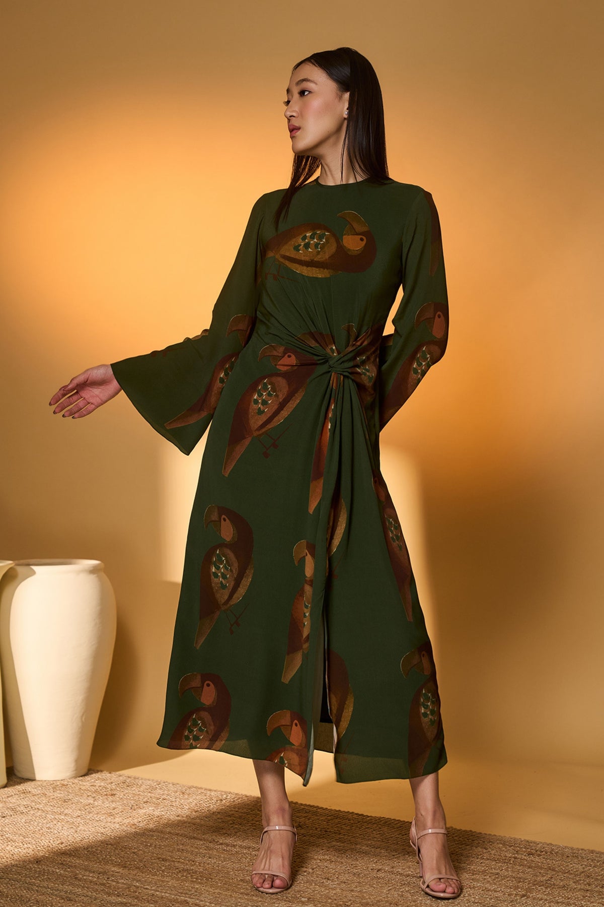 Olive Green Chirpy Dress