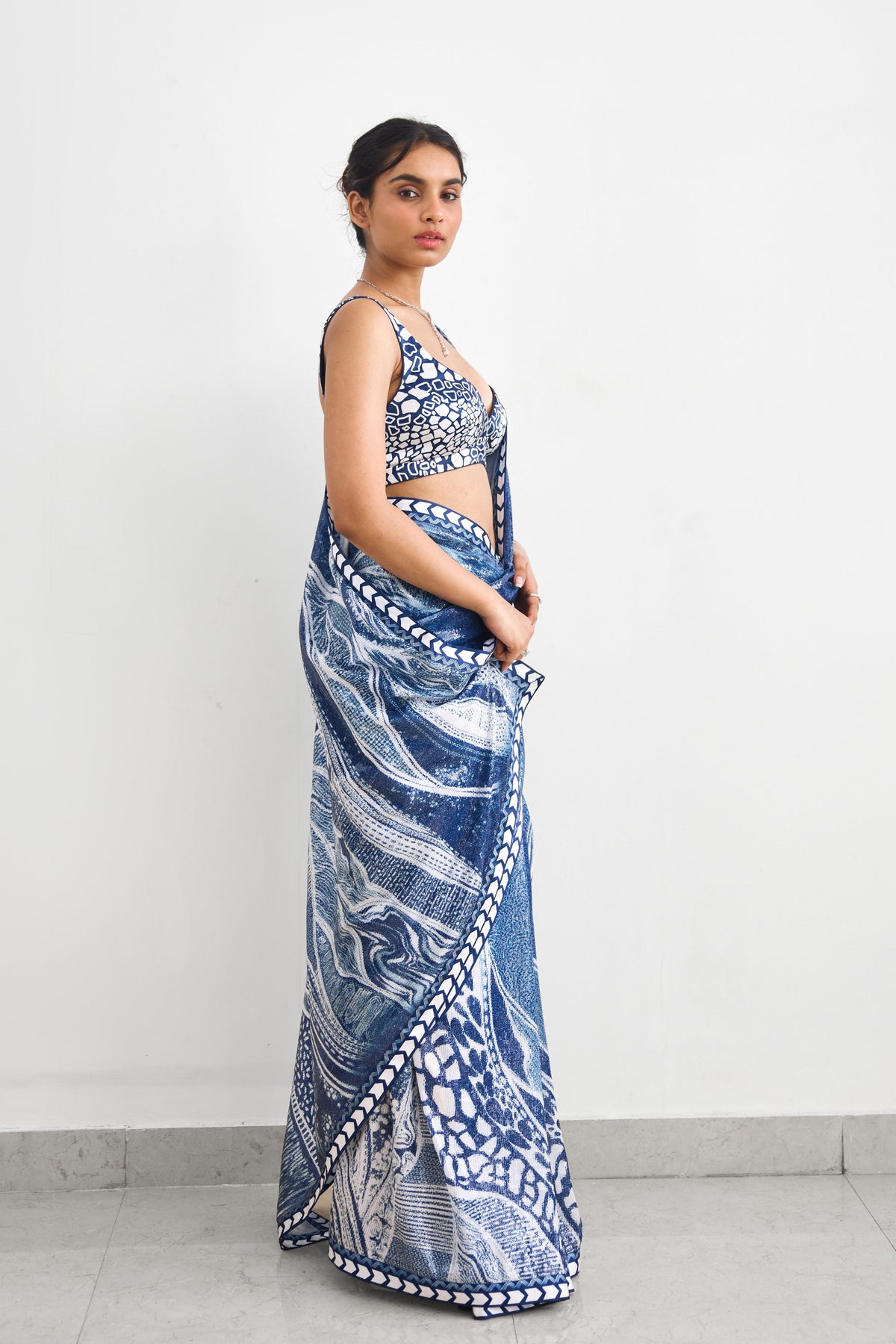 Swirl Sequence Saree Set