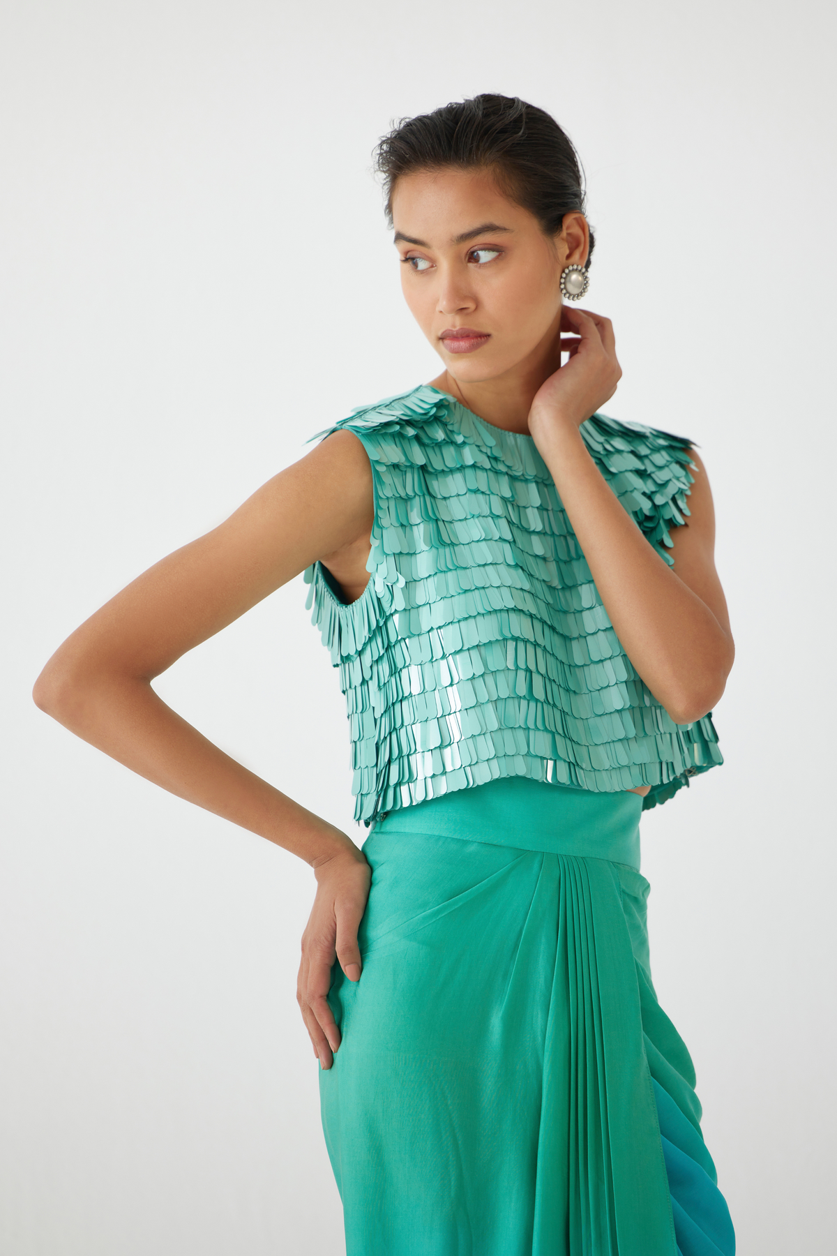 Caspian Blouse &amp; Ombre Draped Skirt