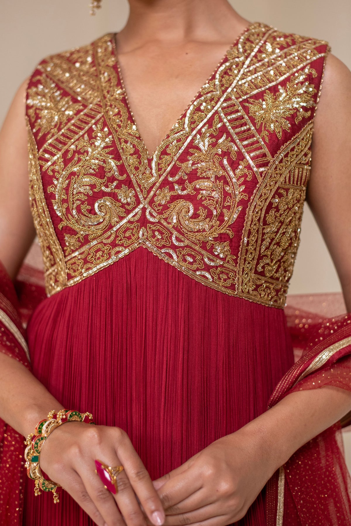 Maroon Wine  Embellished Anarkali