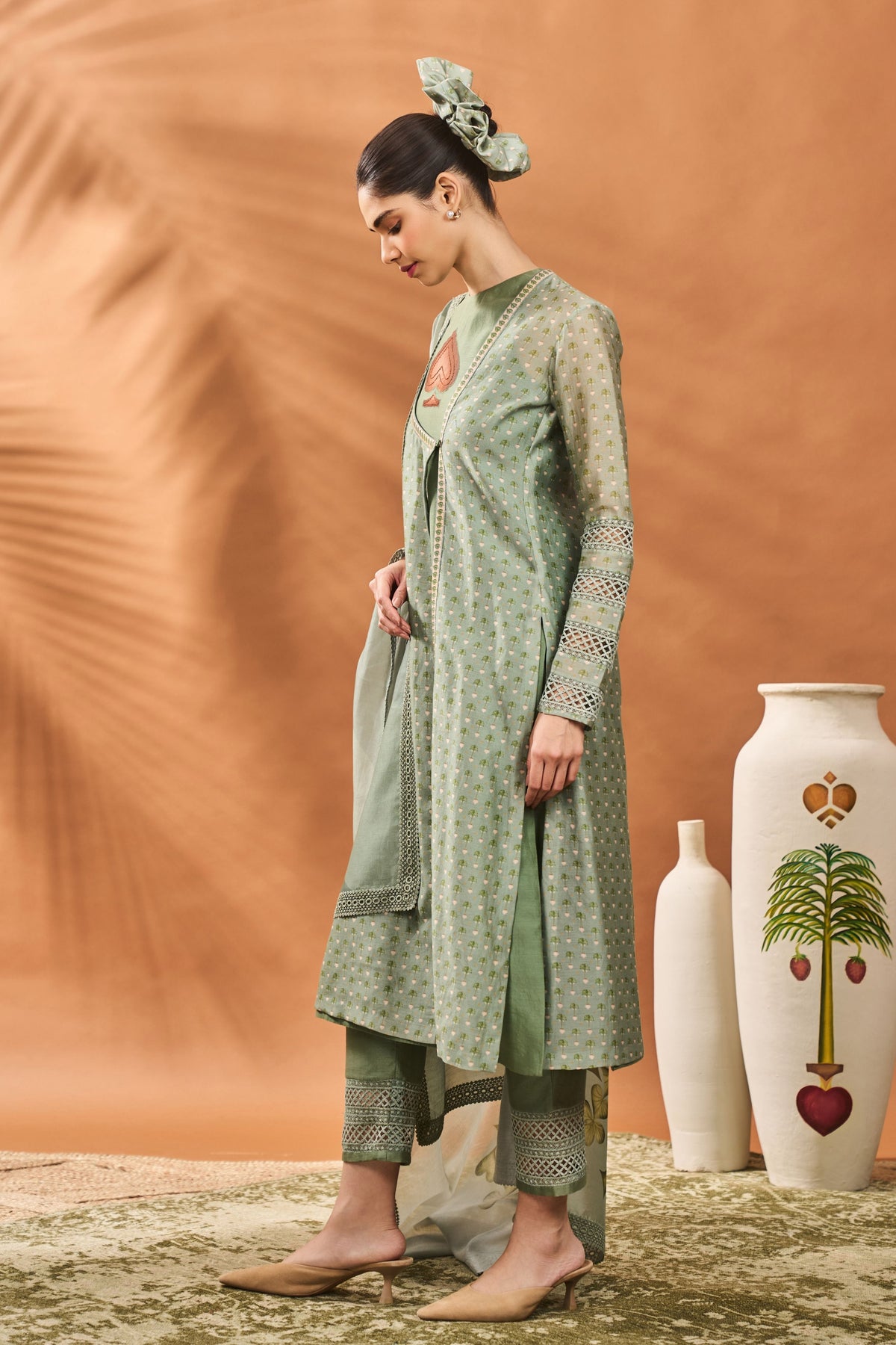 Sage Green Tree Kurta Set