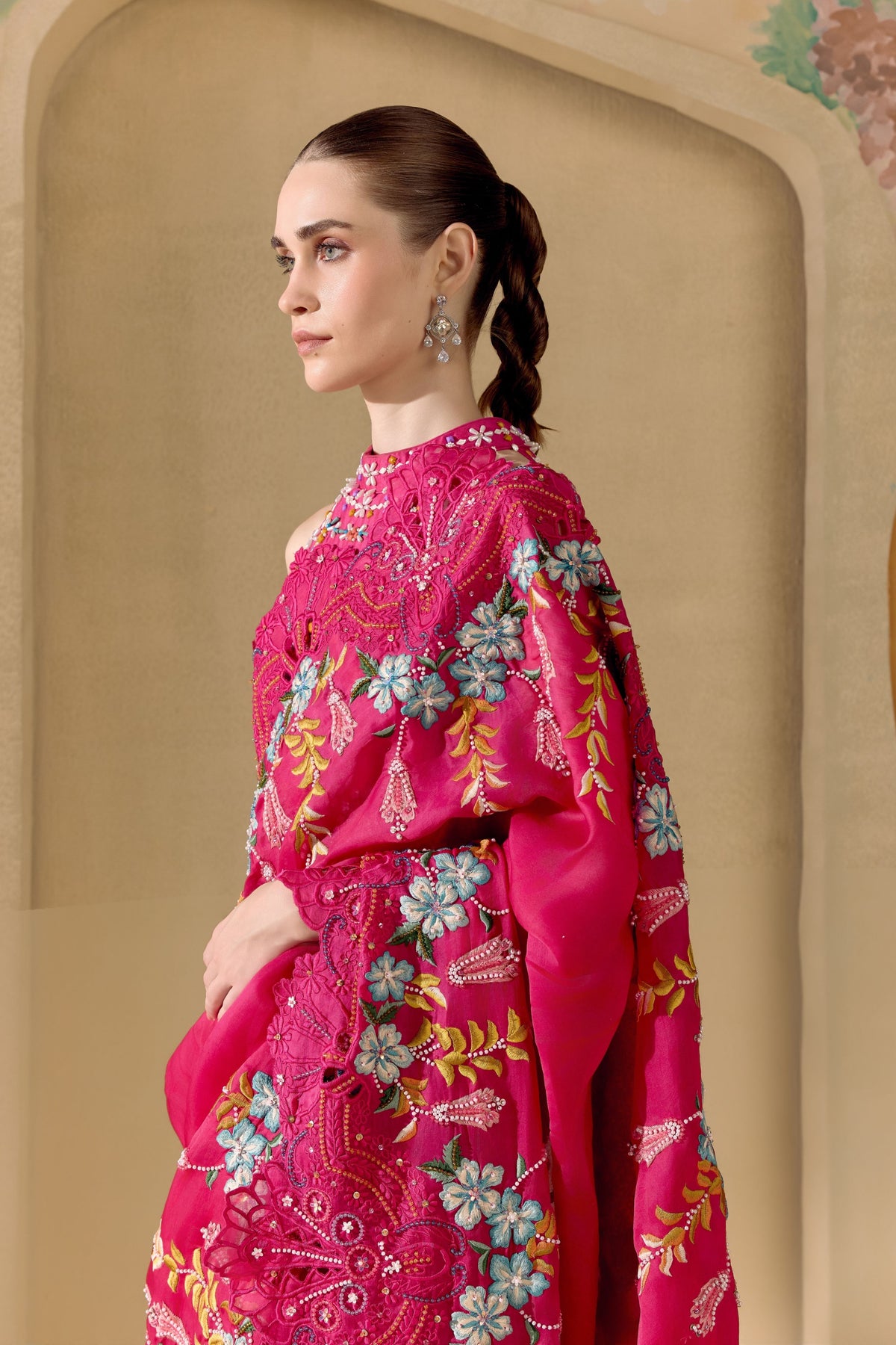 Fuchsia Botanica Saree