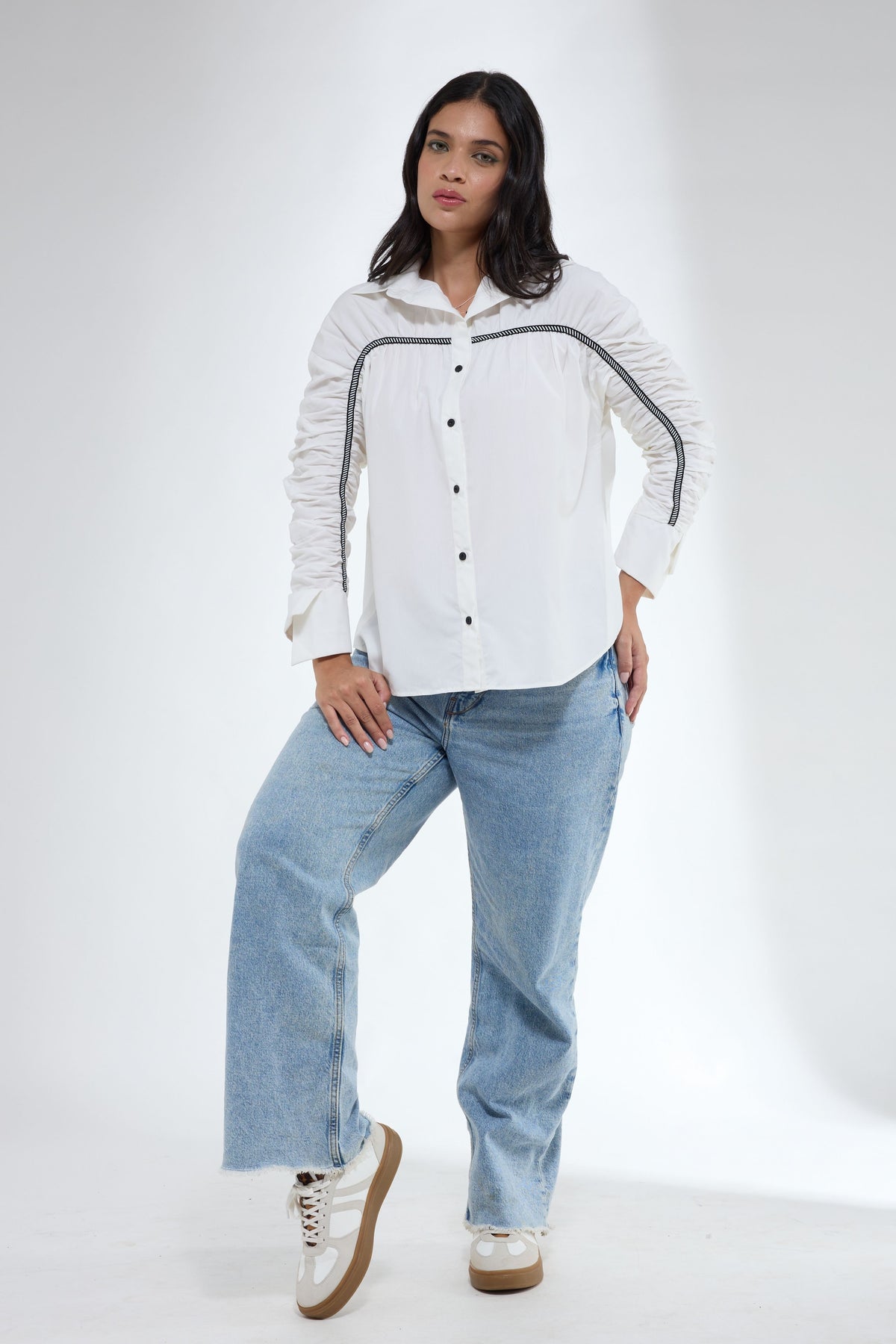 White Gather Shirt