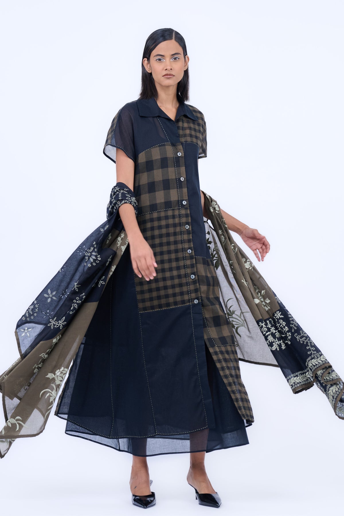 Black &amp; Khaki Cutwork Cape