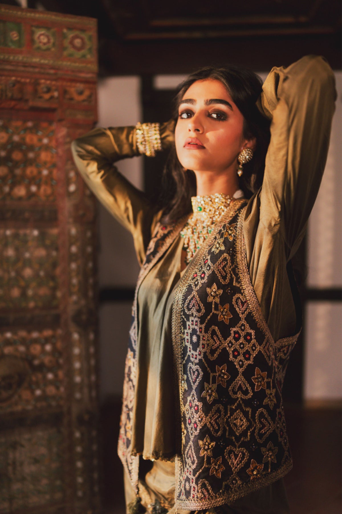 Akansha Black-olive Skirt Set