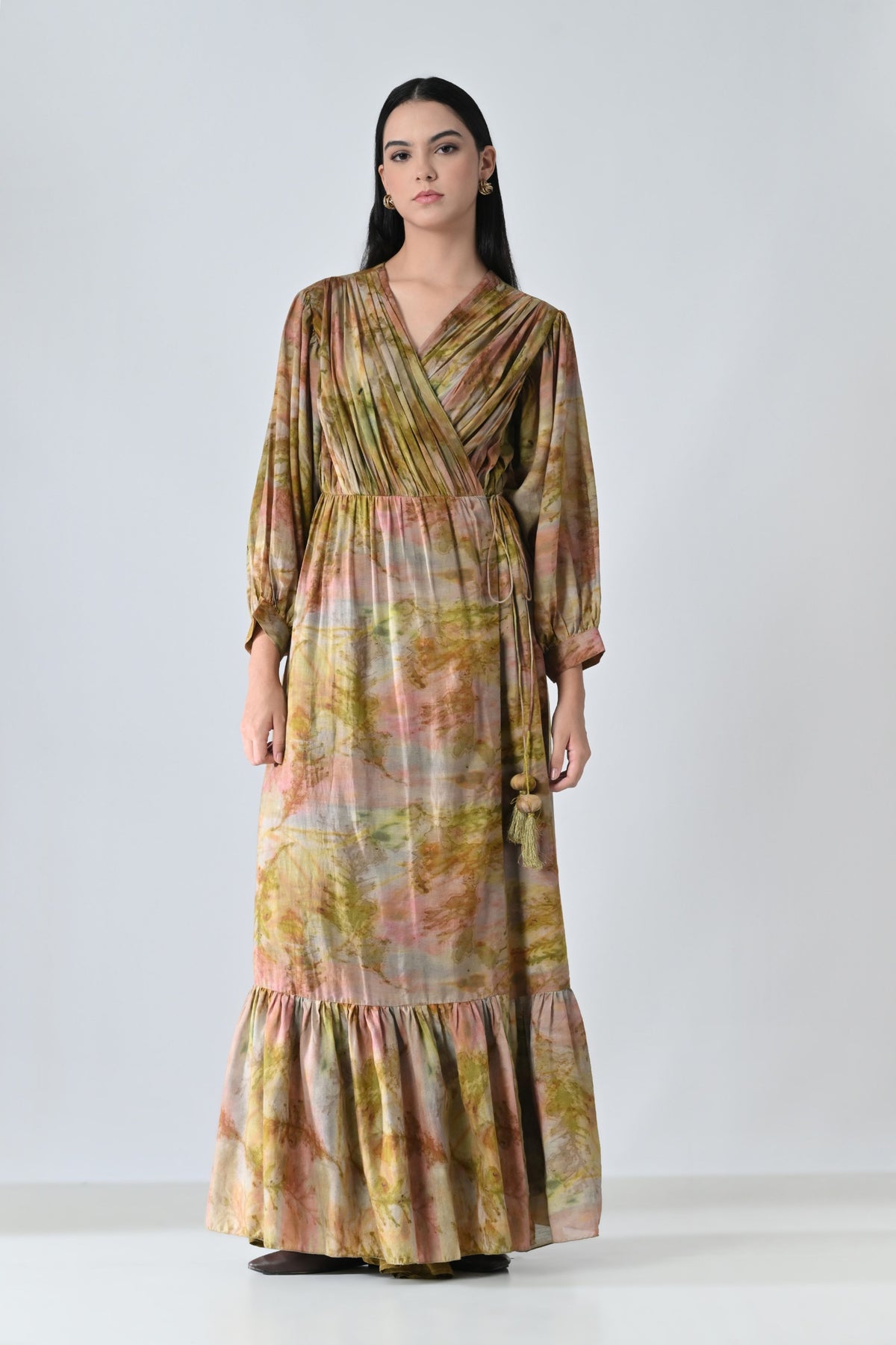 Verdant Wrap Tiered Dress