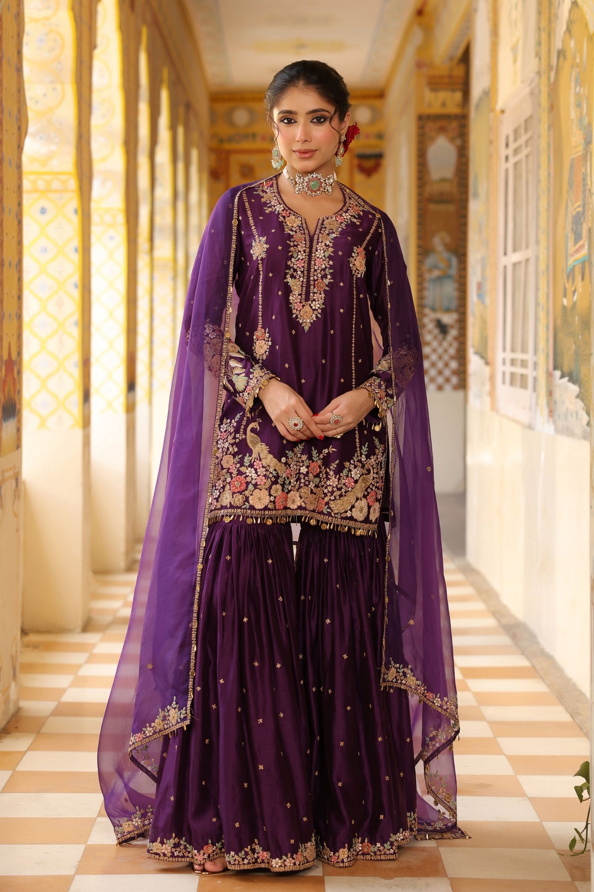 Ahista Purple Mayur Sharara Set