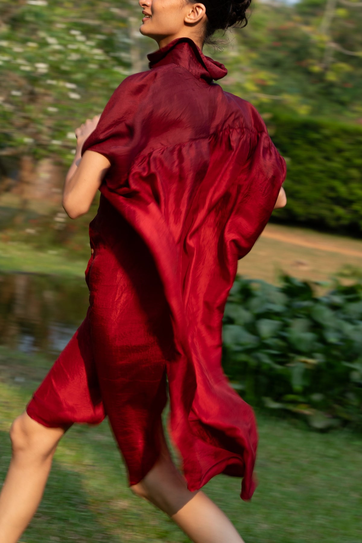 Red Ombre Shirt Dress