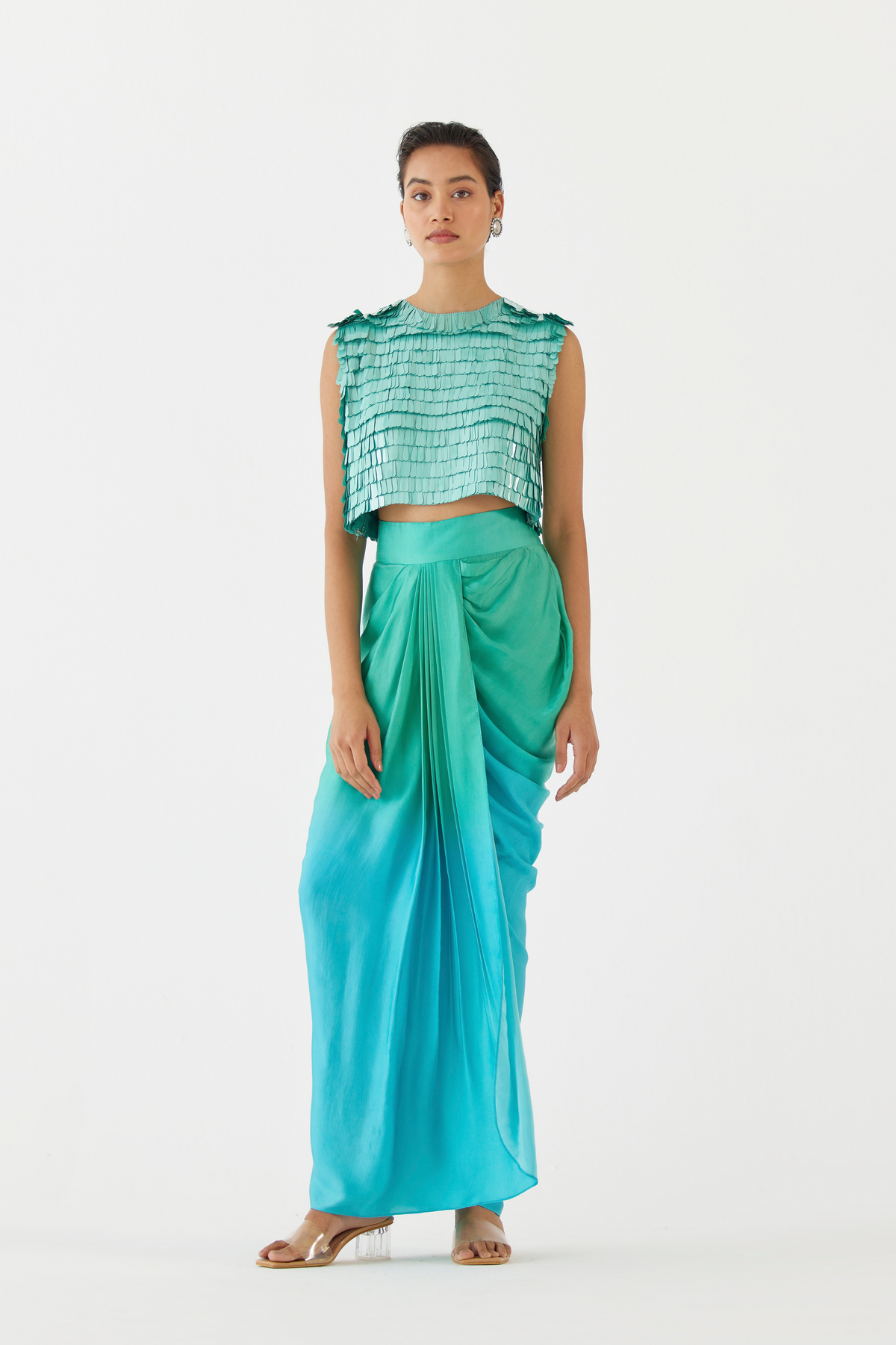 Caspian Blouse &amp; Ombre Draped Skirt