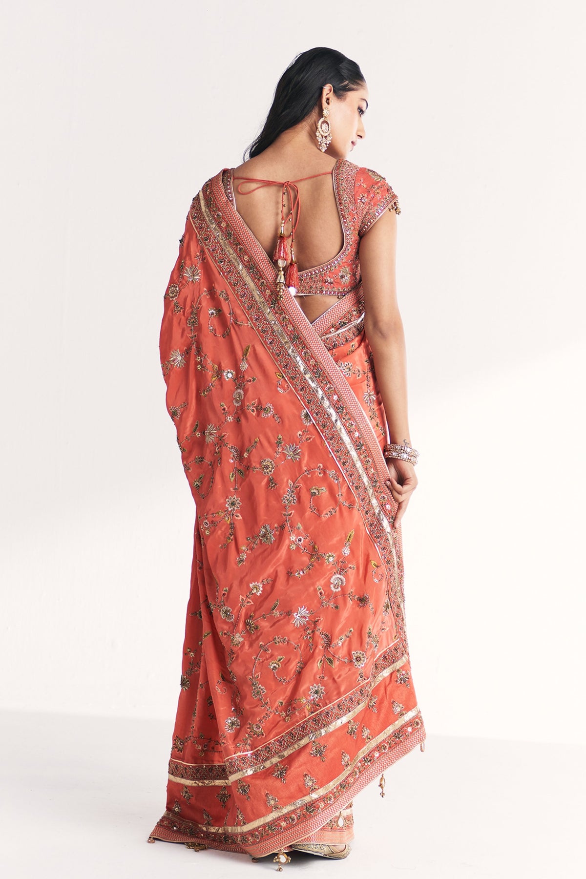 Jannat Tangerine Saree