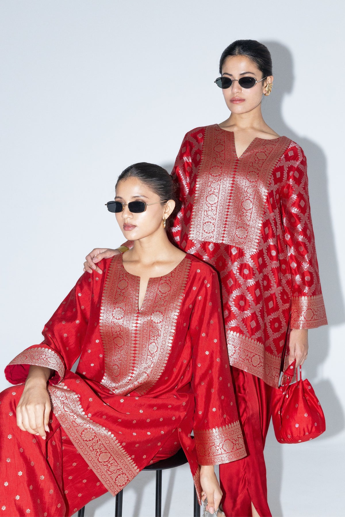 Mehak- Red Butti Tunic Set