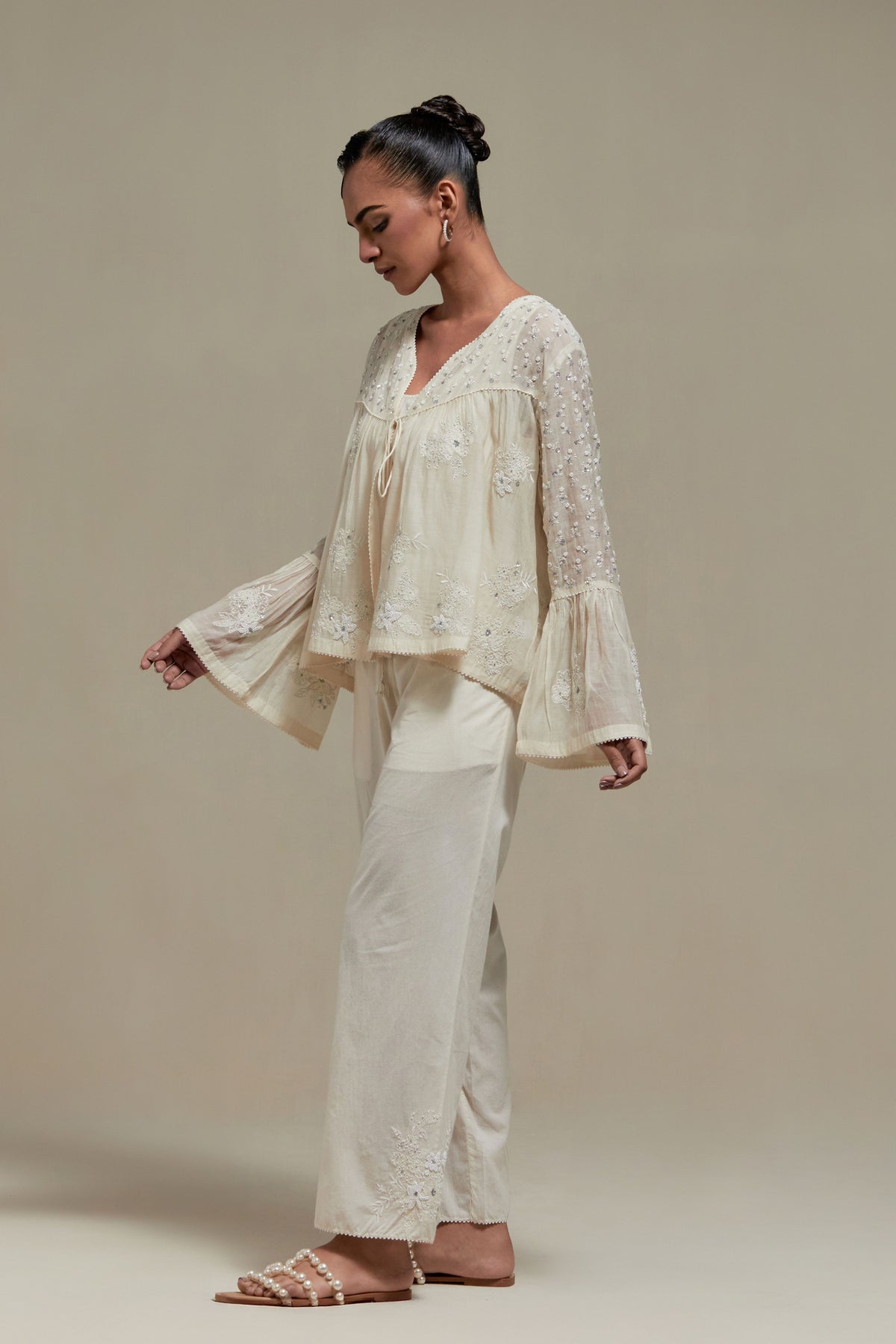 Off White Chanderi Co-ord Set