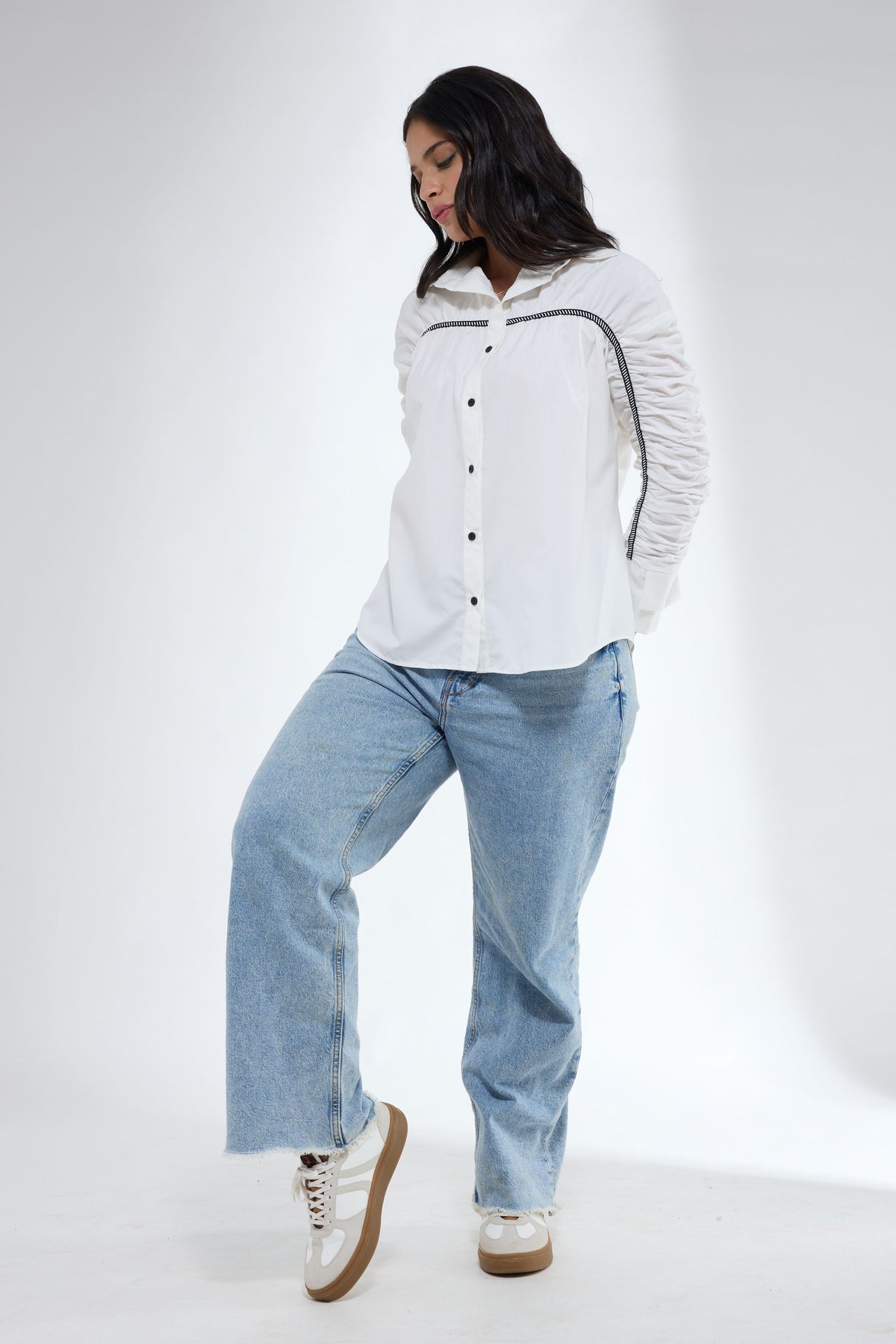 White Gather Shirt