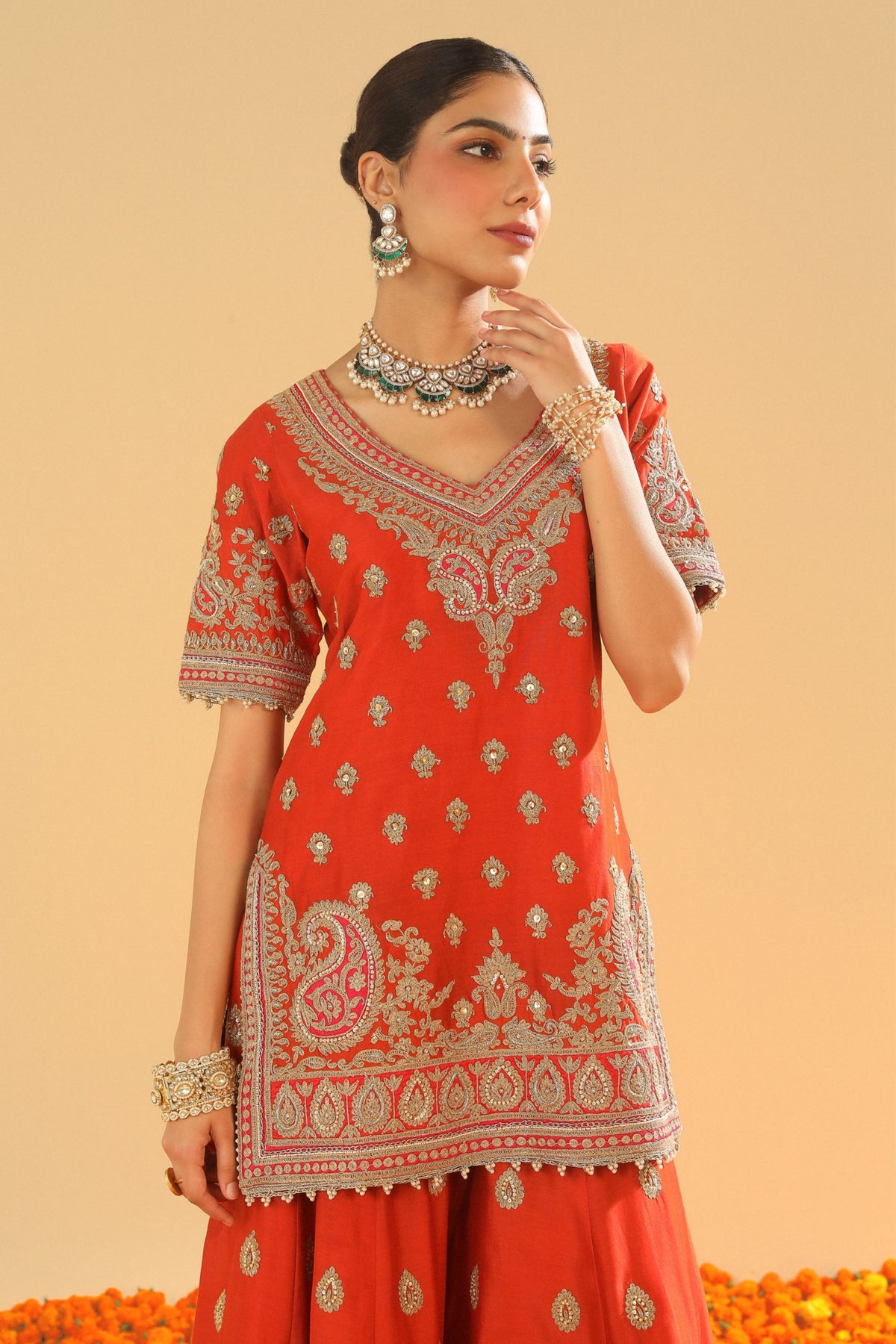 Burnt Orange Sharara Set