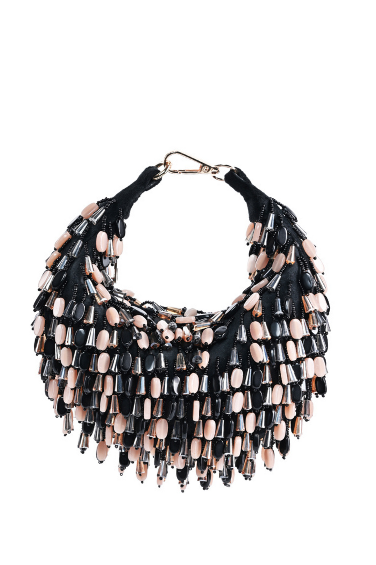 Elly Black Embellished Hobo Bag