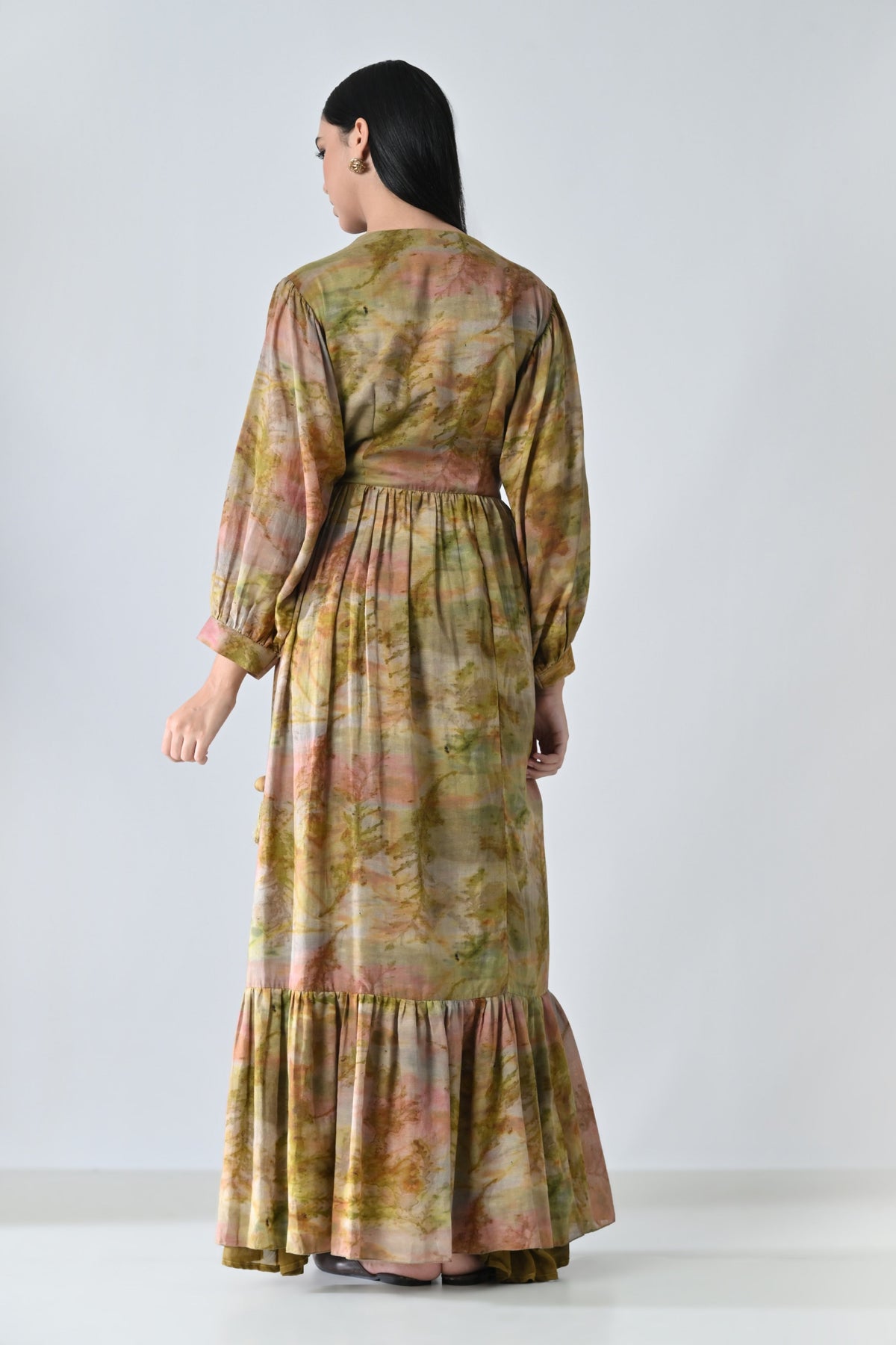 Verdant Wrap Tiered Dress