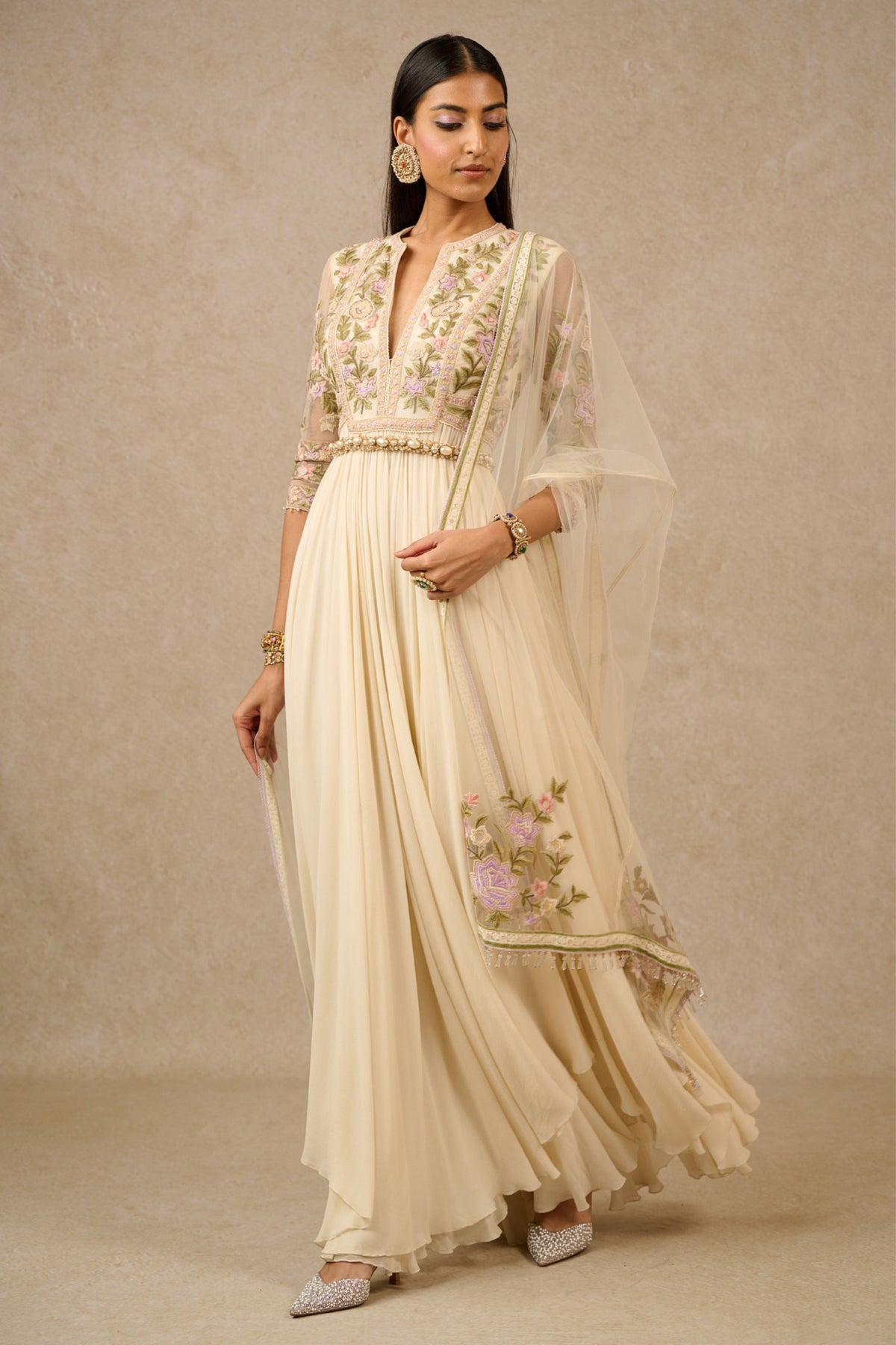 Ivory Georgette Anarkali