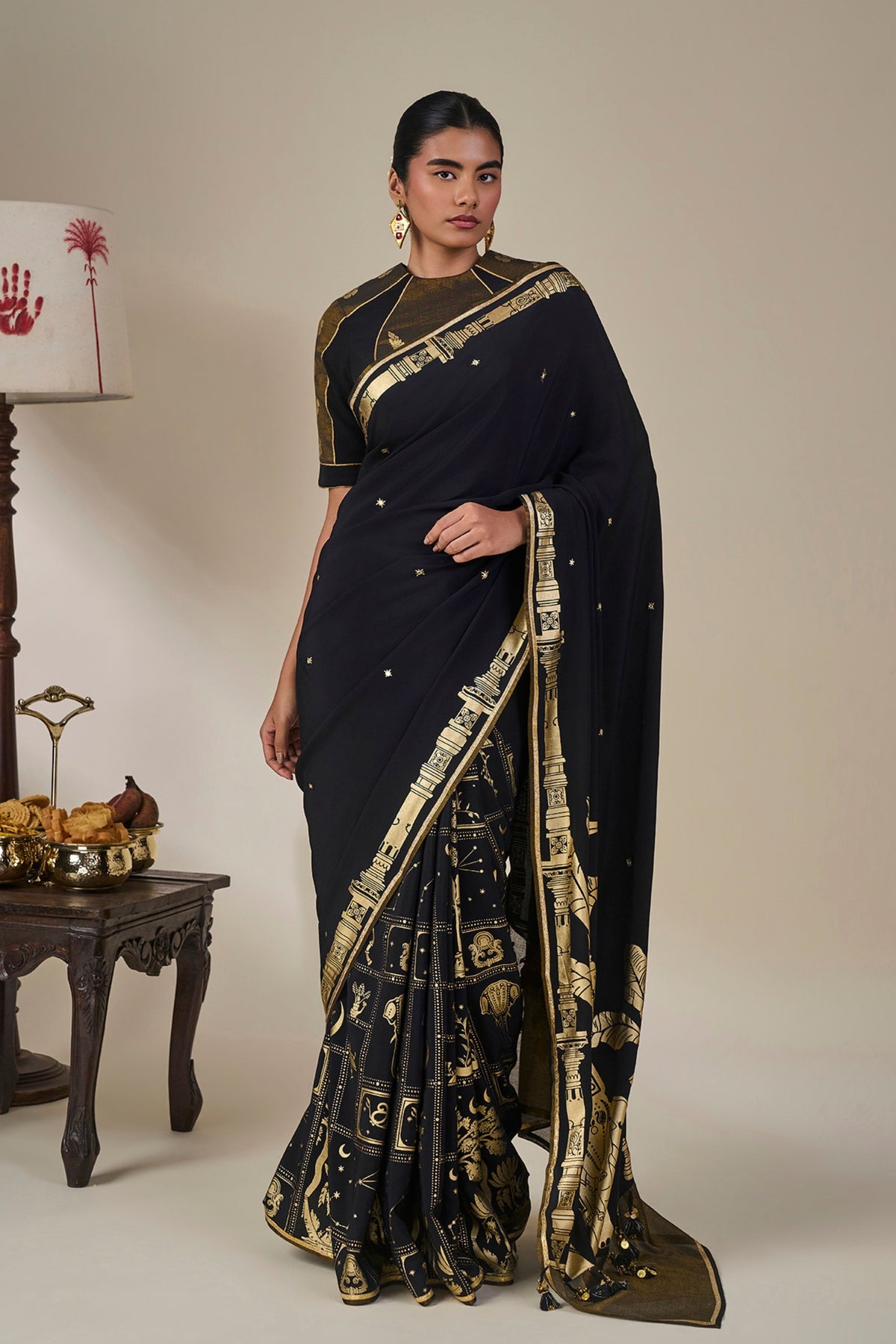 Black Malabar Grove Saree