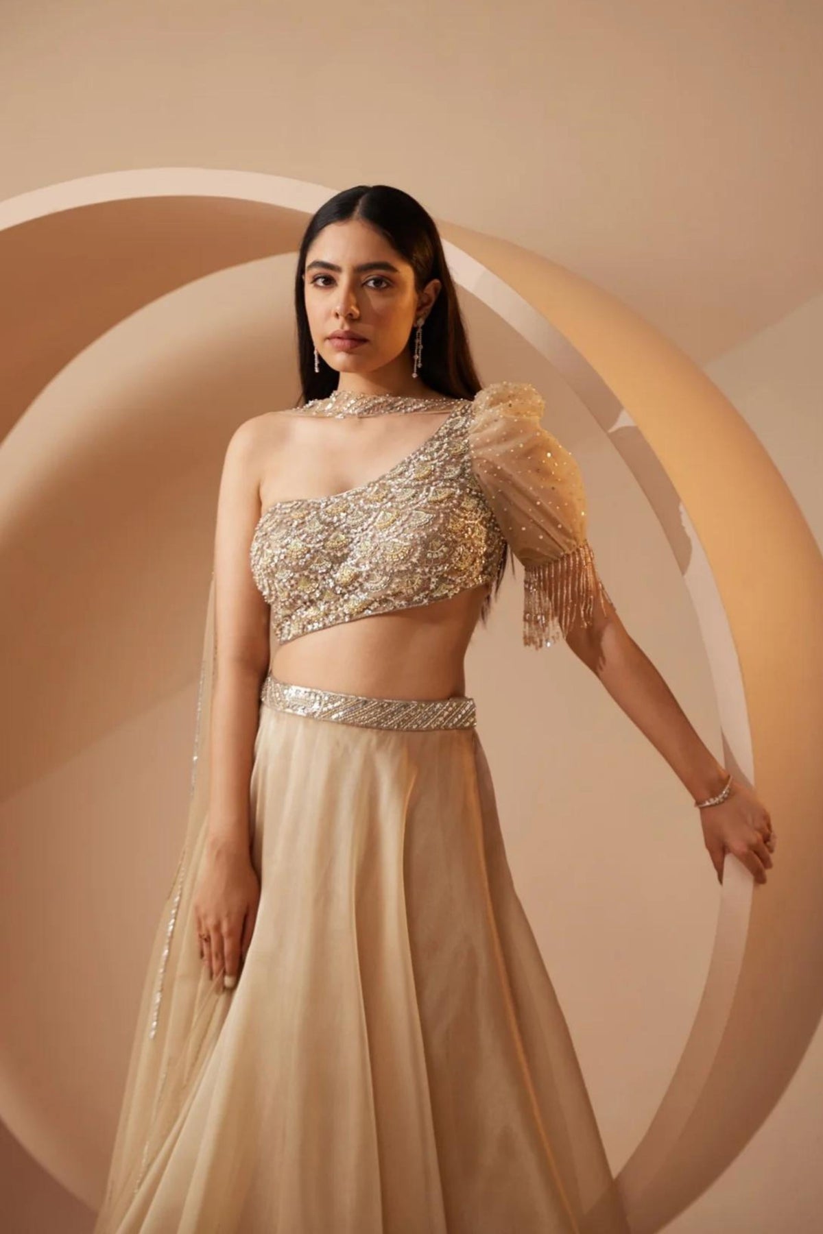 Abira Gold Lehenga Set