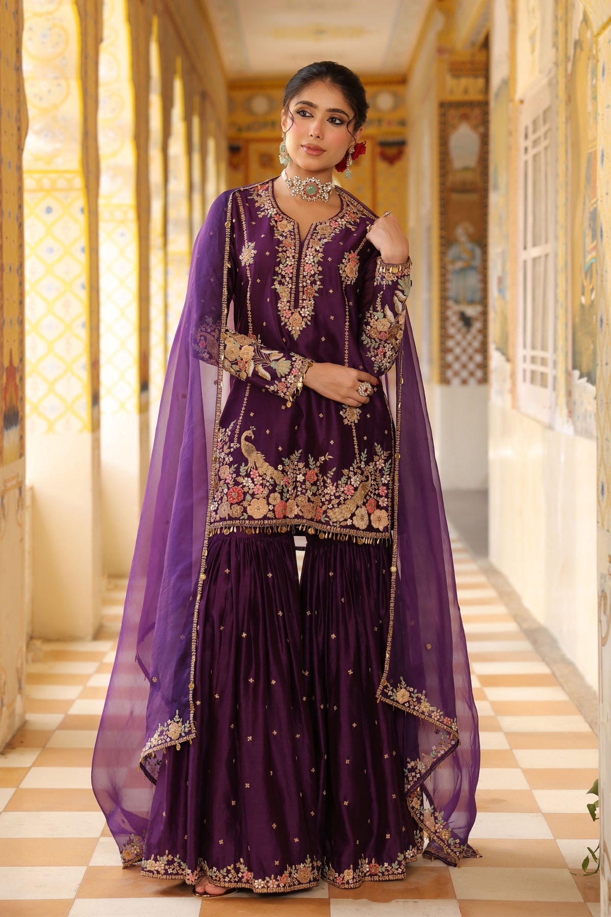 Ahista Purple Mayur Sharara Set