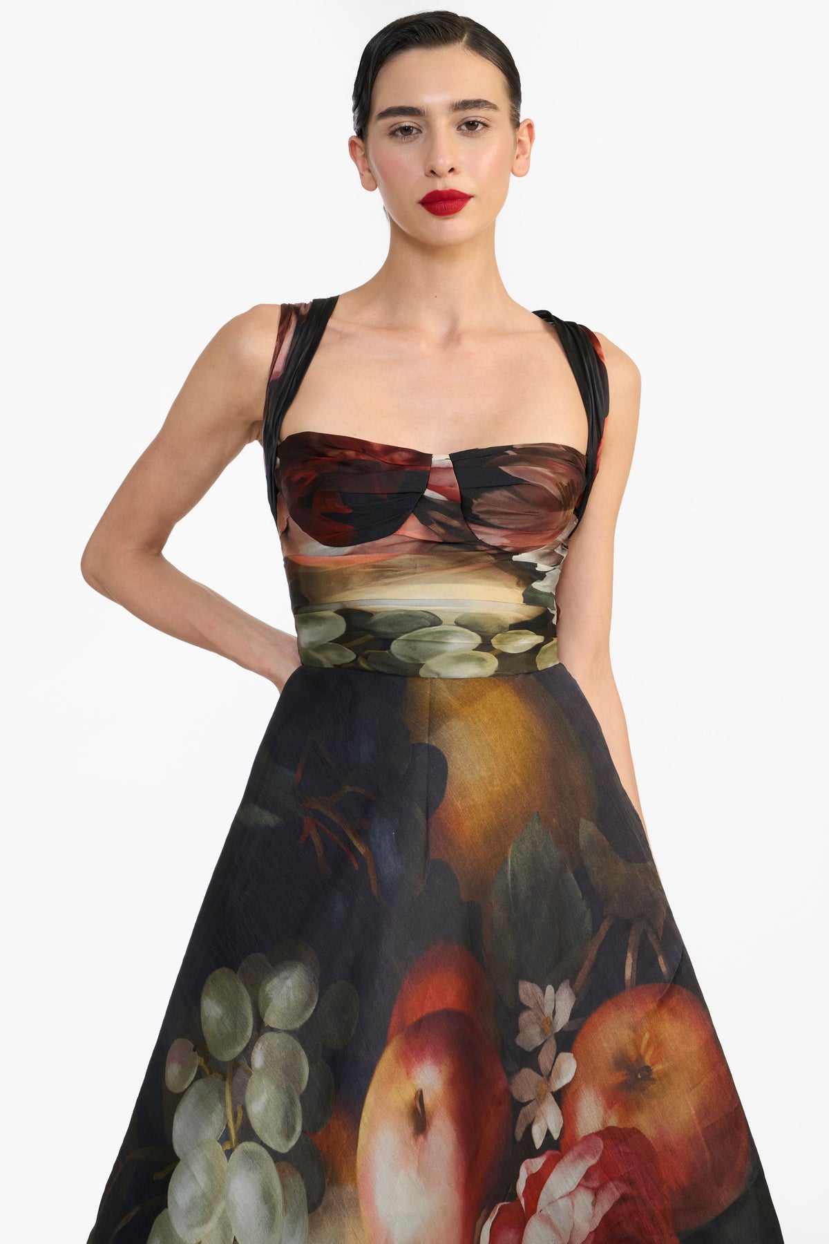 Draped Bustier Flat Midi