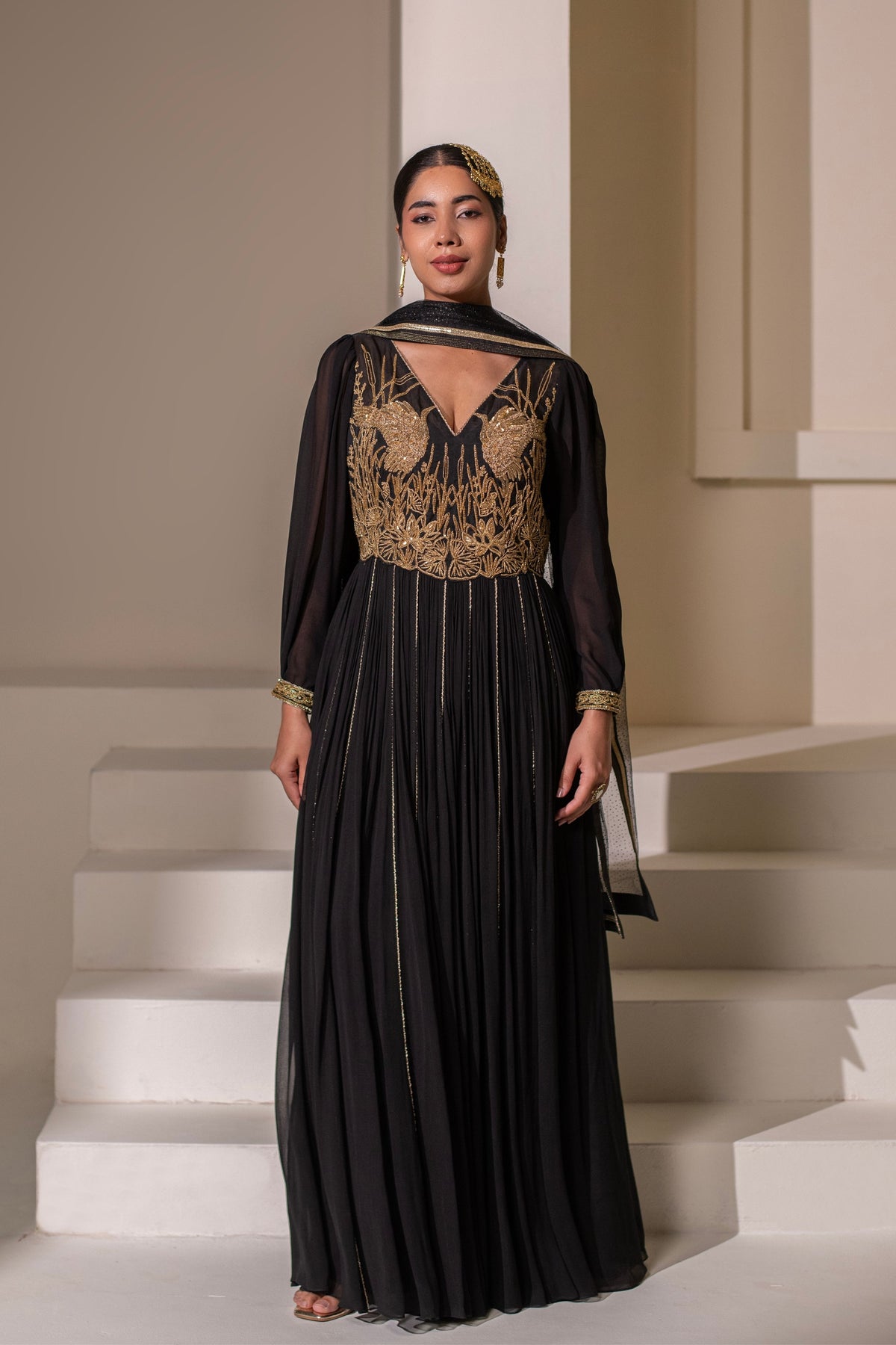 Black Embellished  Anarkali