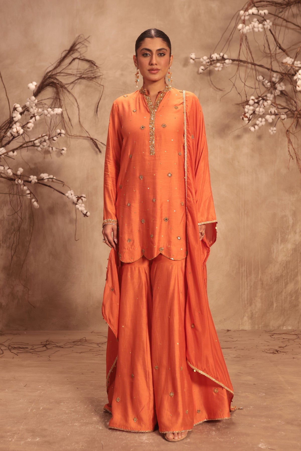 Orange Sharara Set
