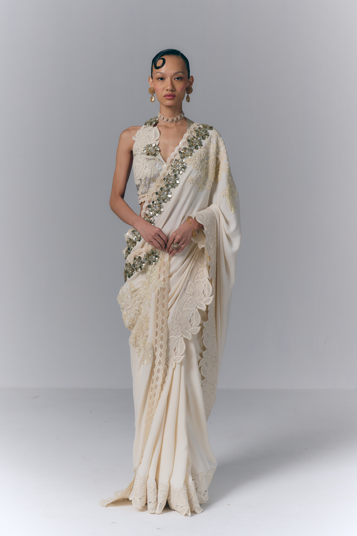 Ivory Pearl Saree