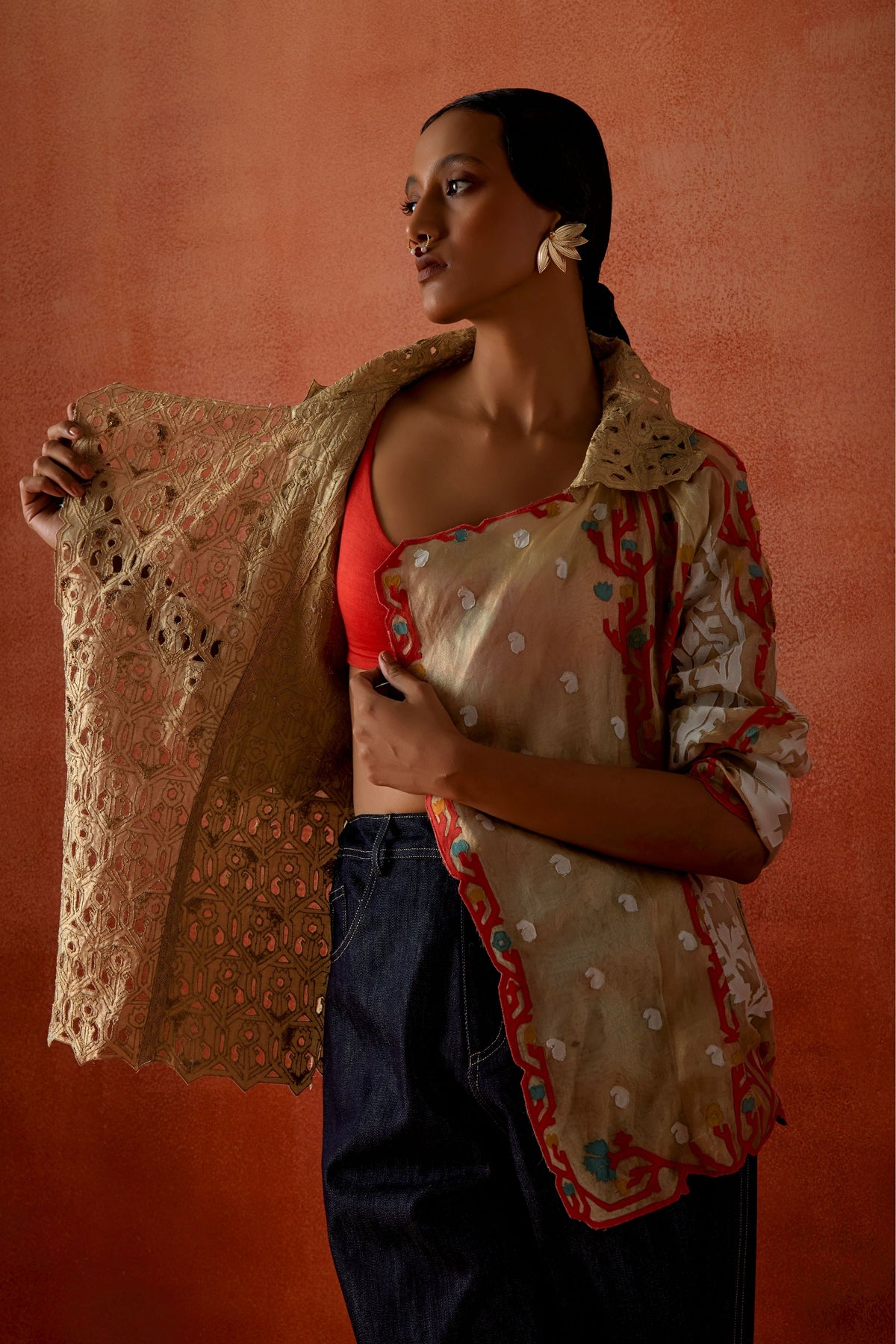 Gold Embroidered Jacket Set